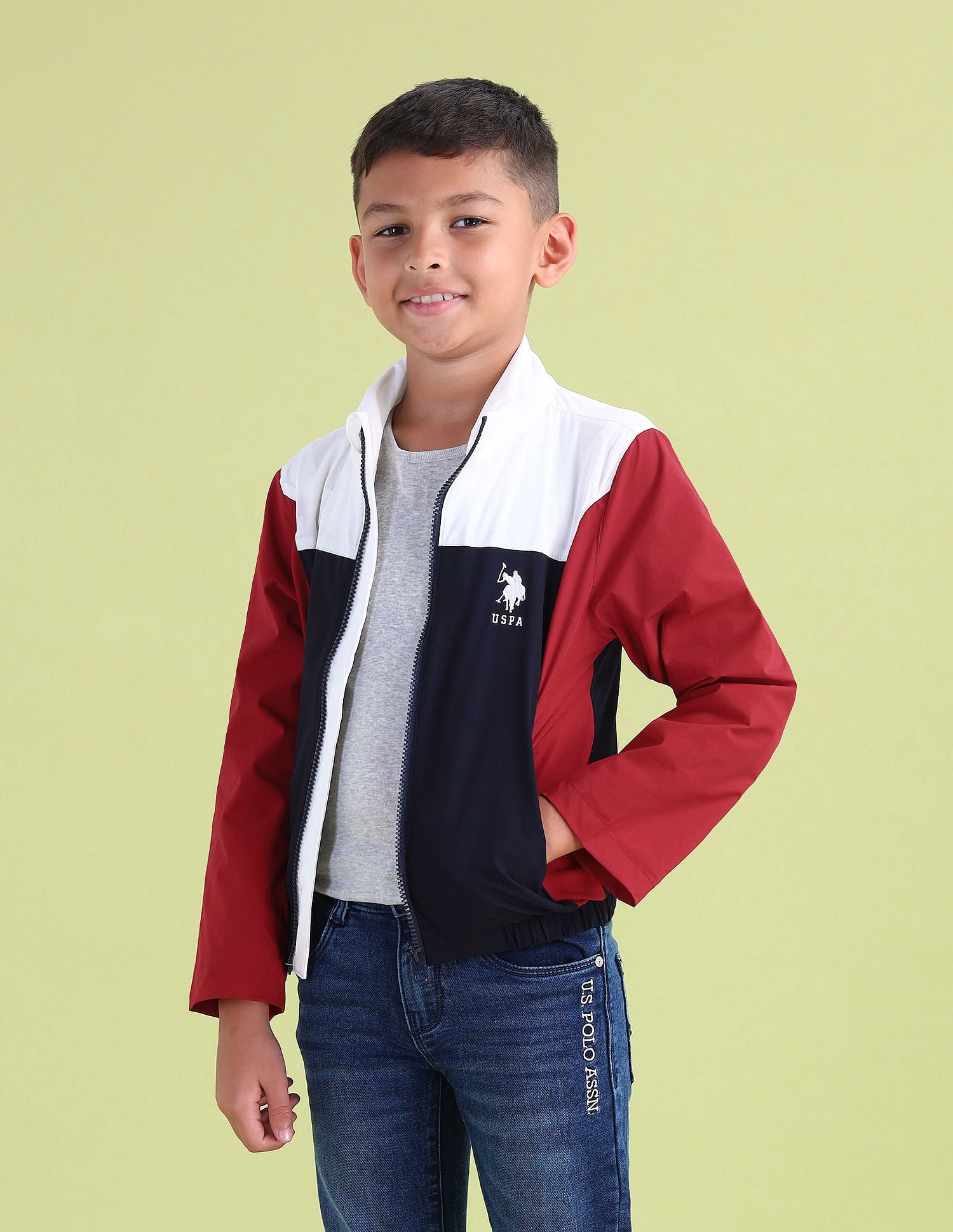 Boys Colourblocked Casual Jacket