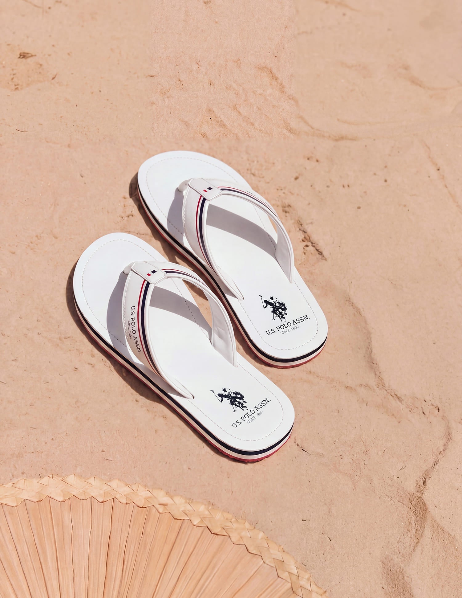 Men Nesta Striped Flip Flops White - U.S. Polo Assn. India | Large
