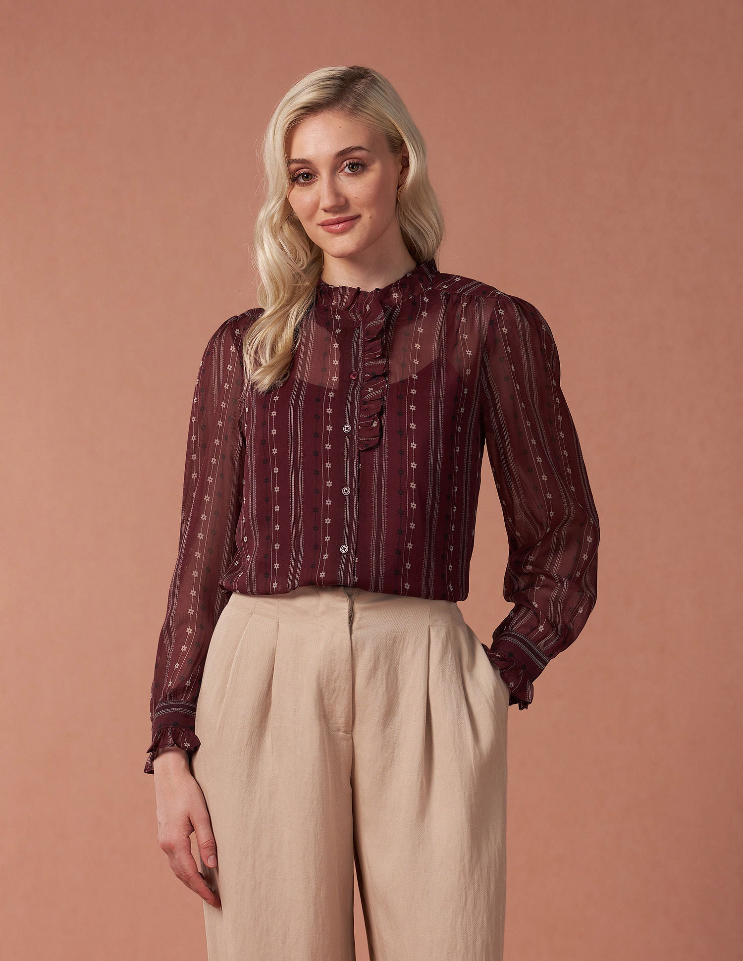 Ruffled Button Down Top