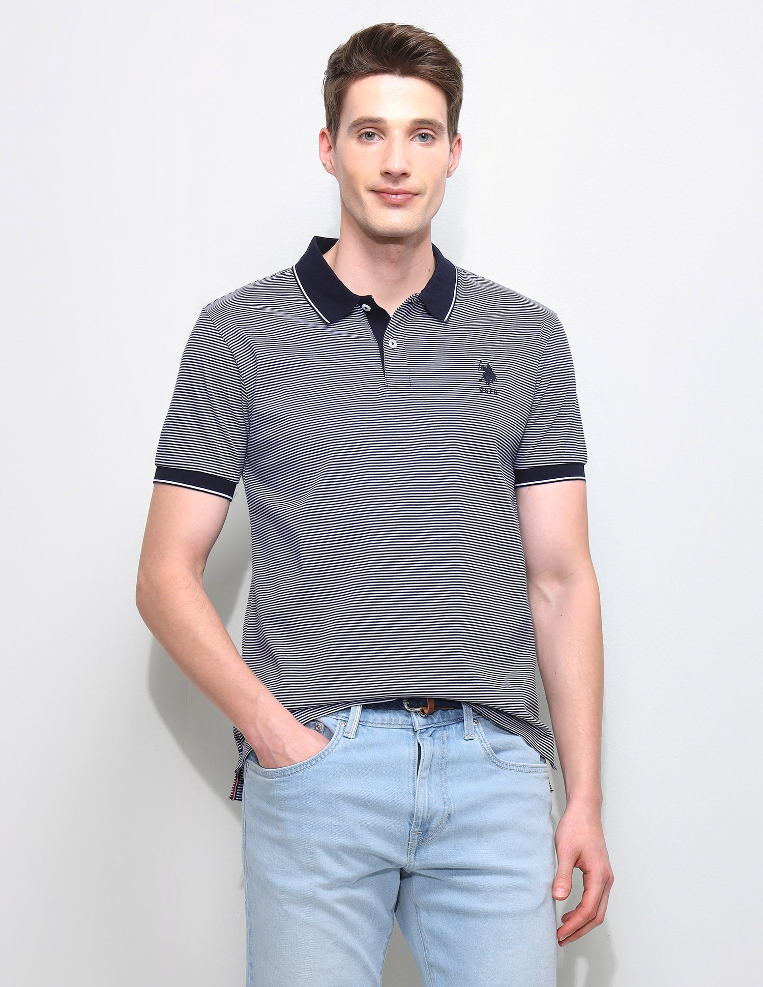 Horizontal Striped Slim Fit Polo Shirt