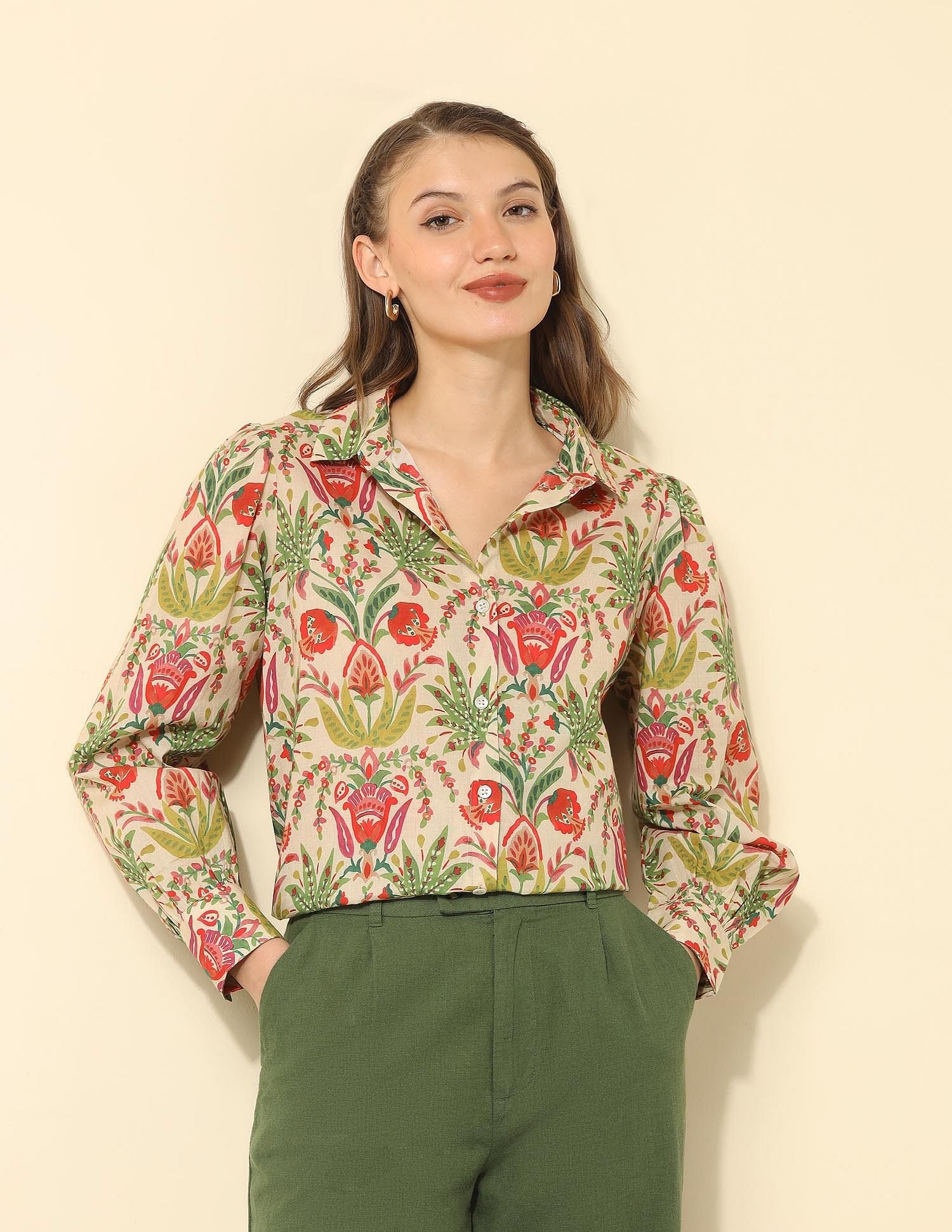 Regular Fit Floral Printed Shirt