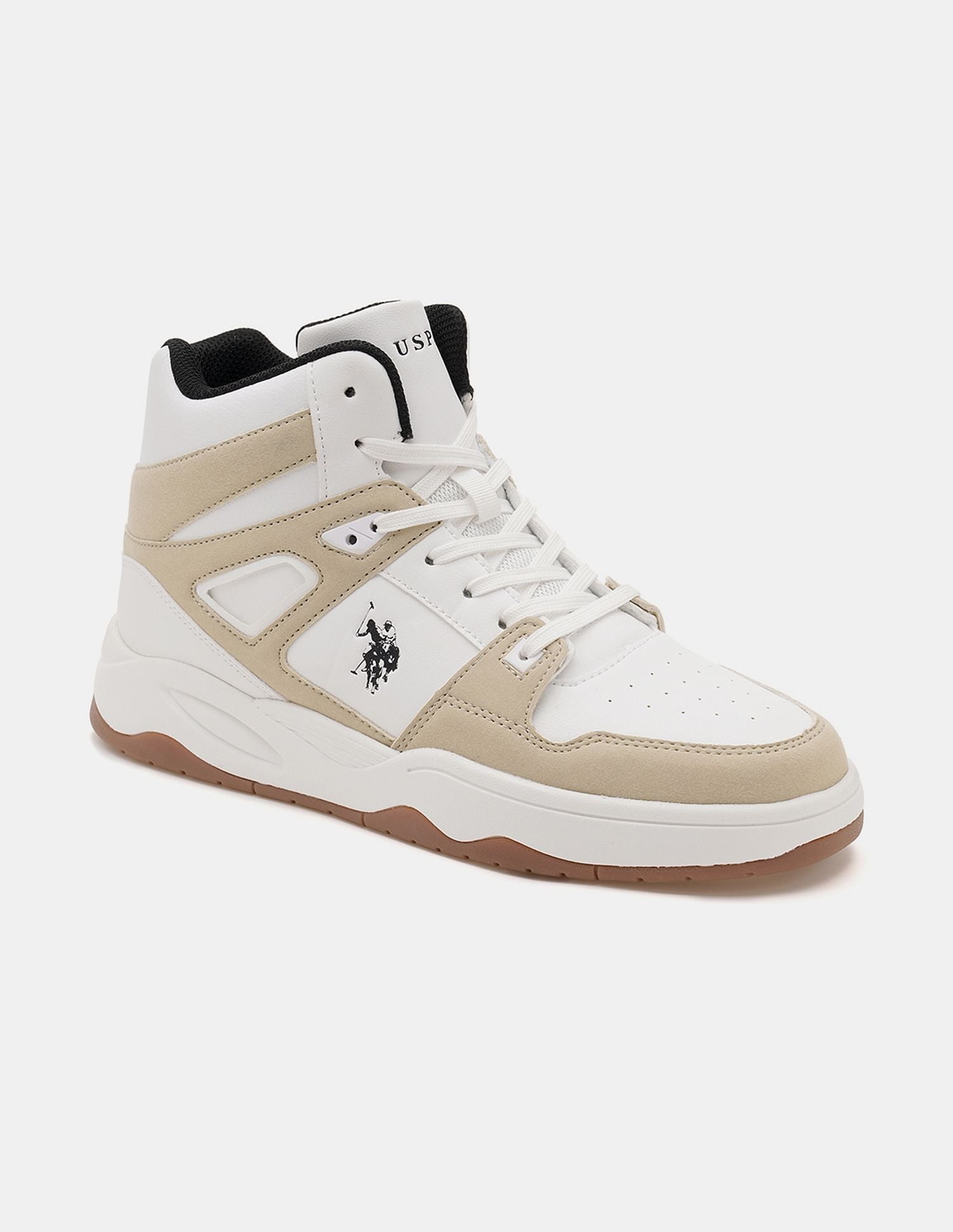Men Bruce Mid Top Sneakers Beige - U.S. POLO ASSN. | Large