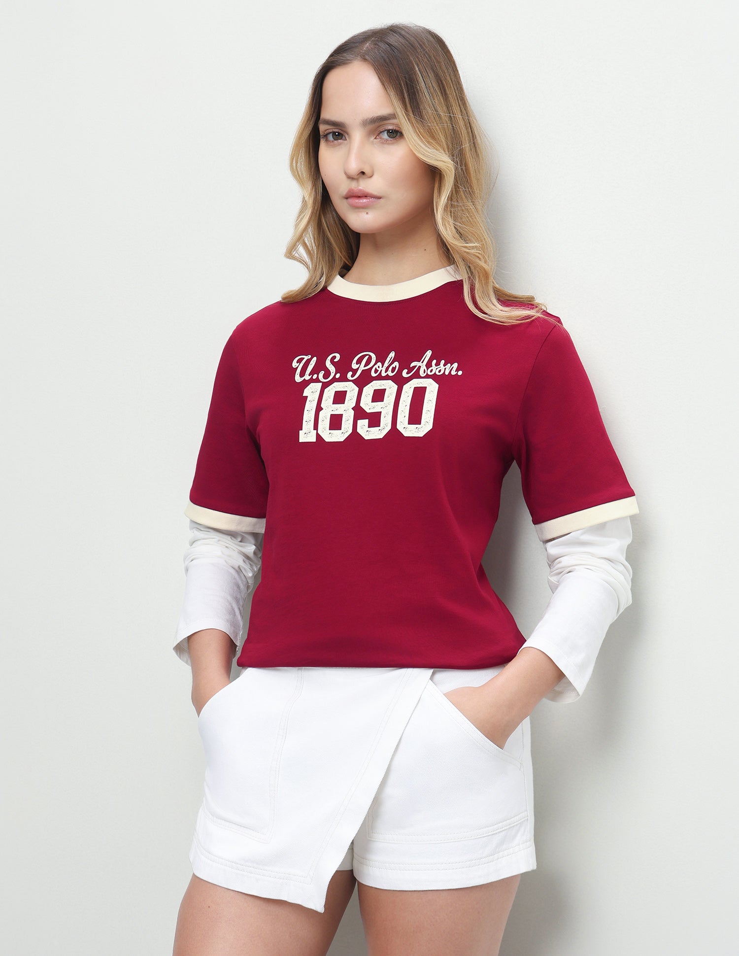 Typographic Brand Printed Boxy Fit T-Shirt Red - U.S. Polo Assn. India | Large