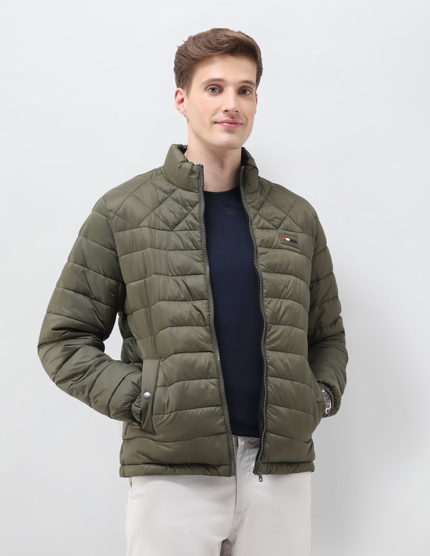 Regular Fit Solid Puffer Jacket