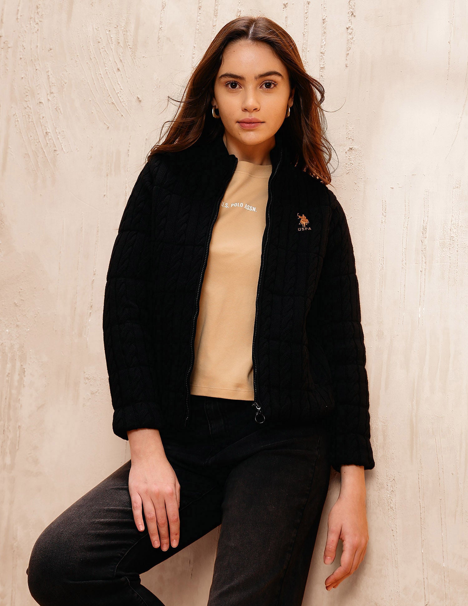 Cable Knit Regular Fit Jacket