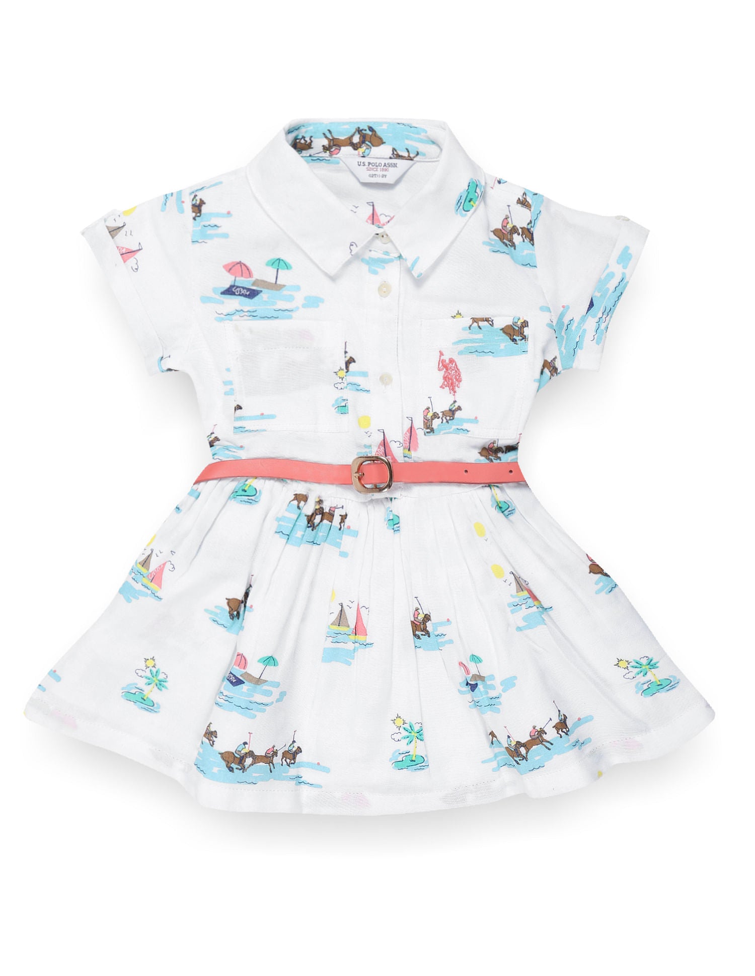 Girls All Over Print Belt Dress