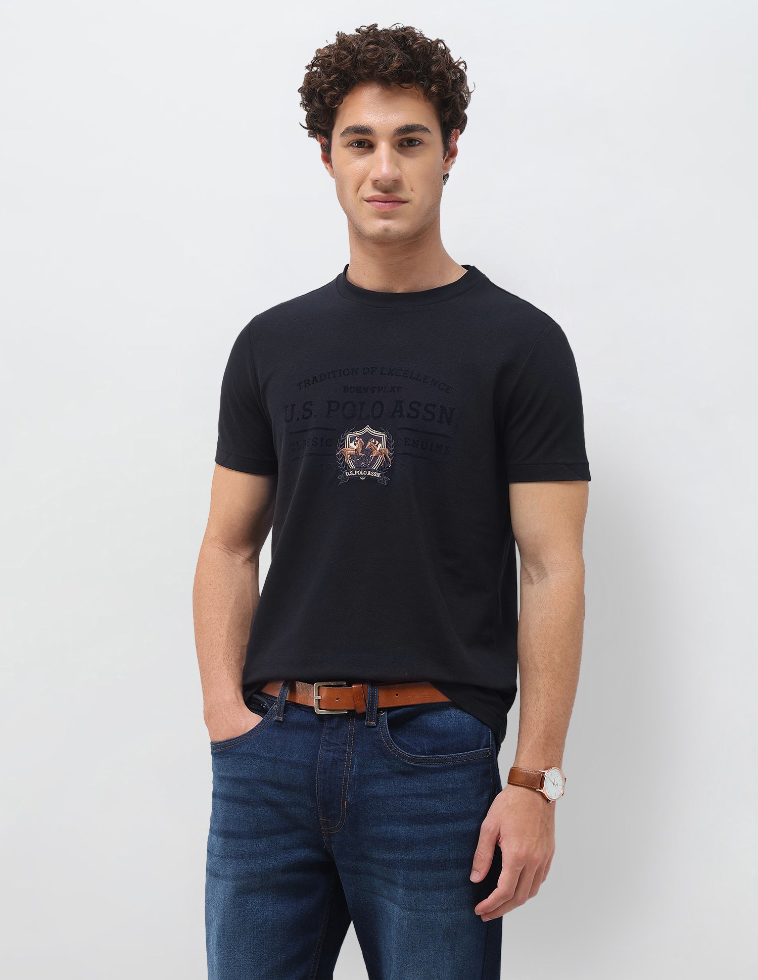 Graphic Brand Printed Slim Fit T-Shirt Navy - U.S. Polo Assn. India | Large