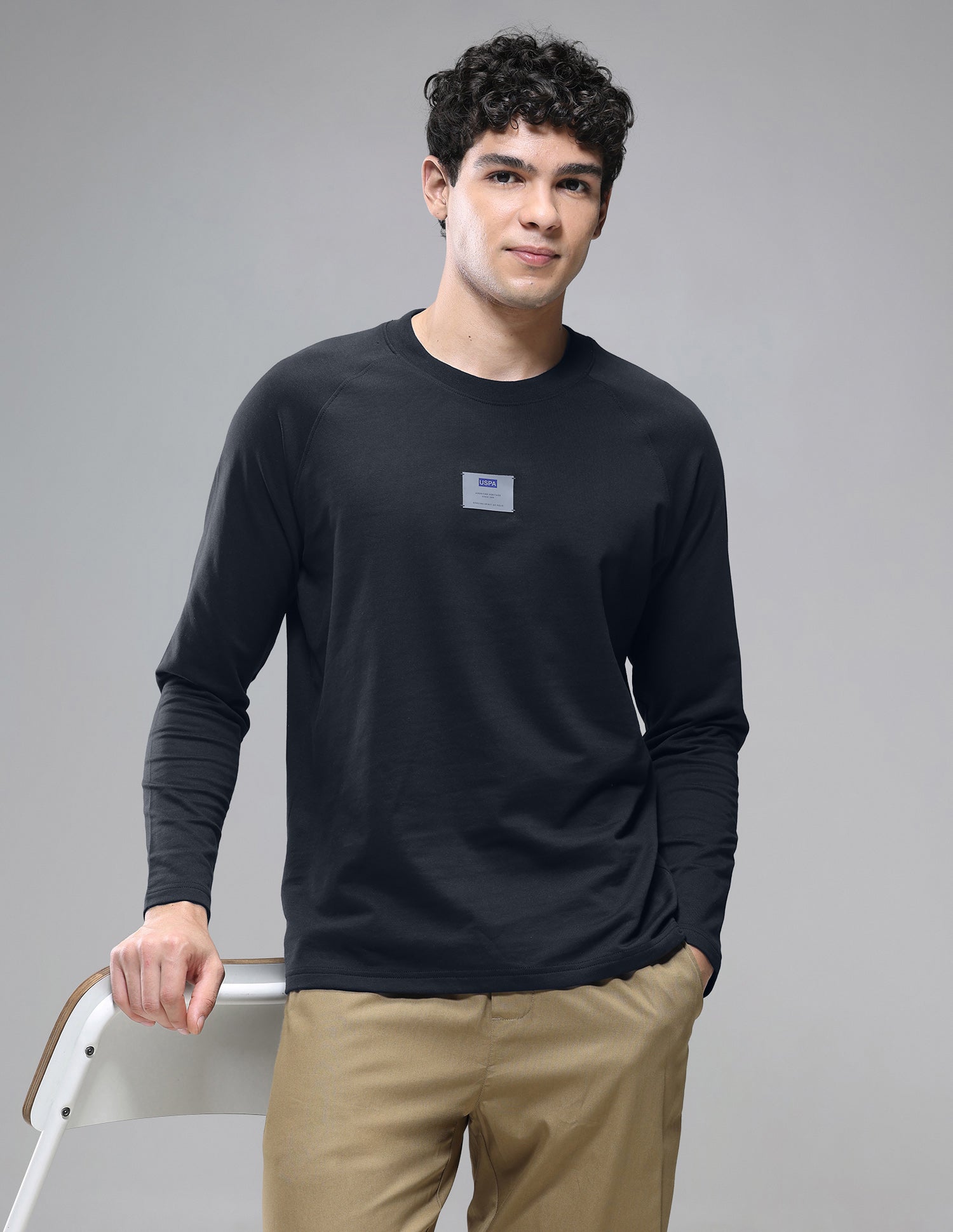 Raglan Full Sleeve Loopknit Lounge T-Shirt Uspa Black - U.S. Polo Assn. India | Large