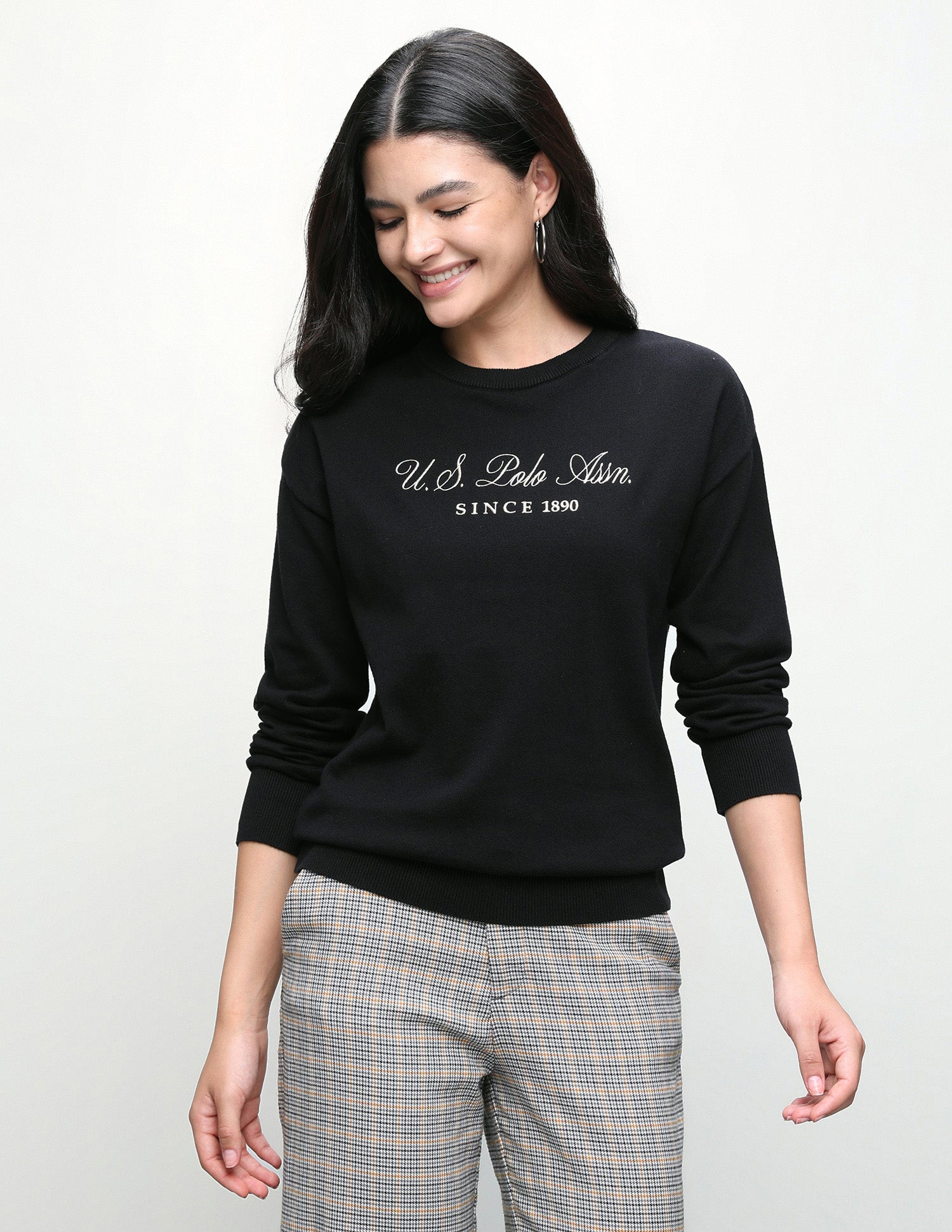 Brand Embroidered Regular Fit Sweater Black - U.S. Polo Assn. India | Large