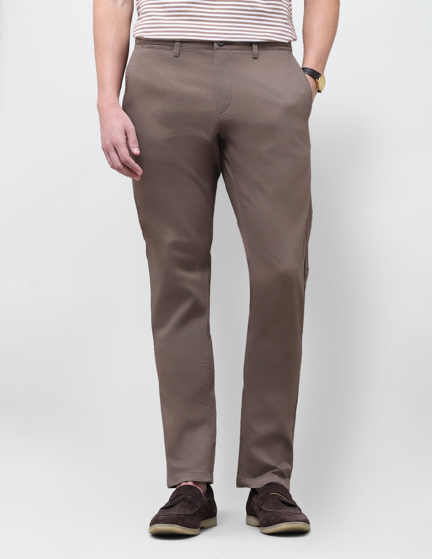 Textured Regular Fit Trouser Brown - U.S. Polo Assn. India | Large