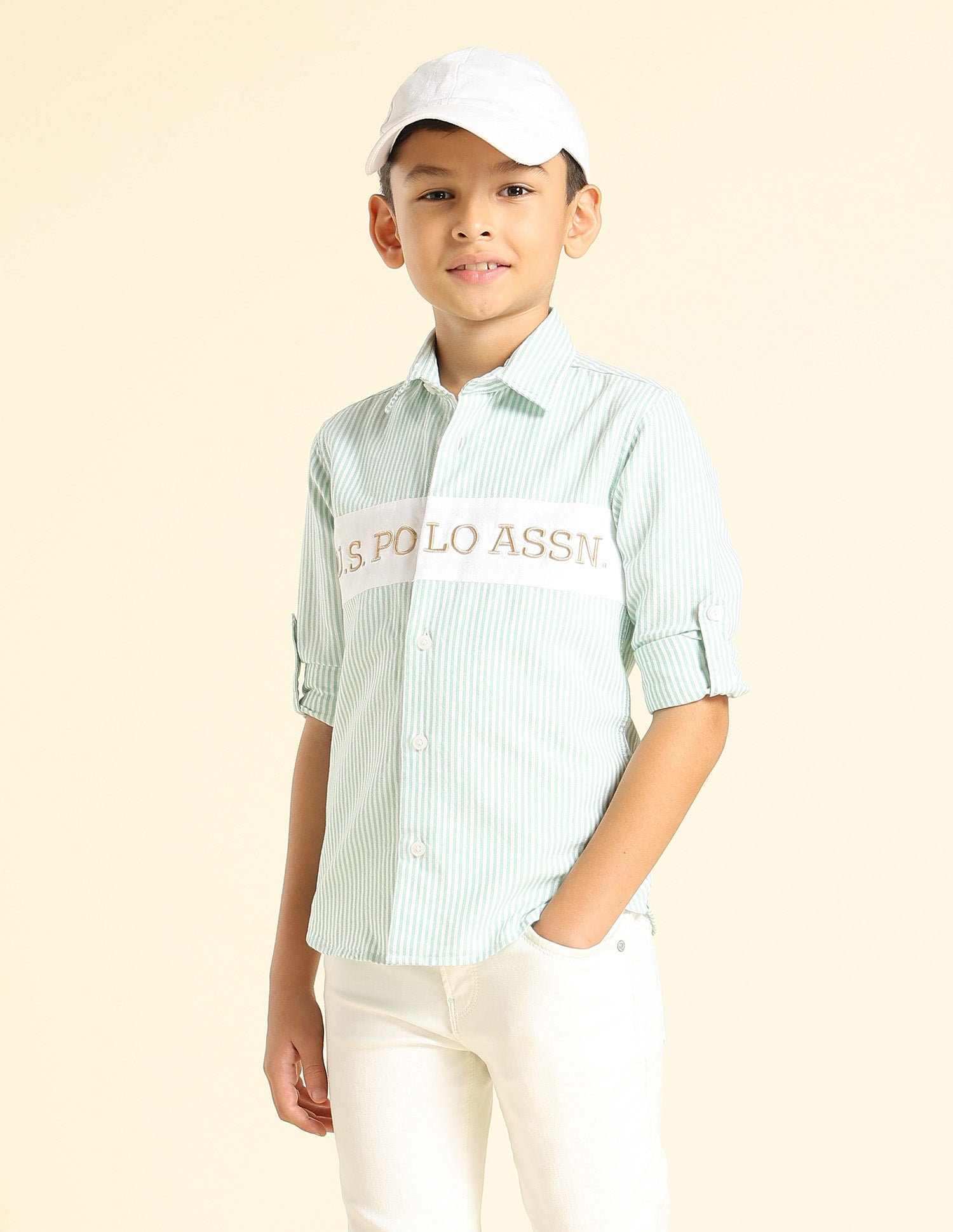 Boys Vertical Striped Regular Fit Shirt