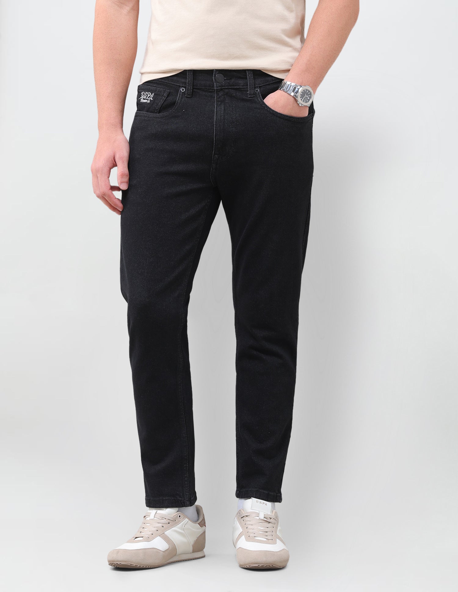 Cole Comfort Cropped Fit Black Jeans Black - U.S. Polo Assn. India | Large