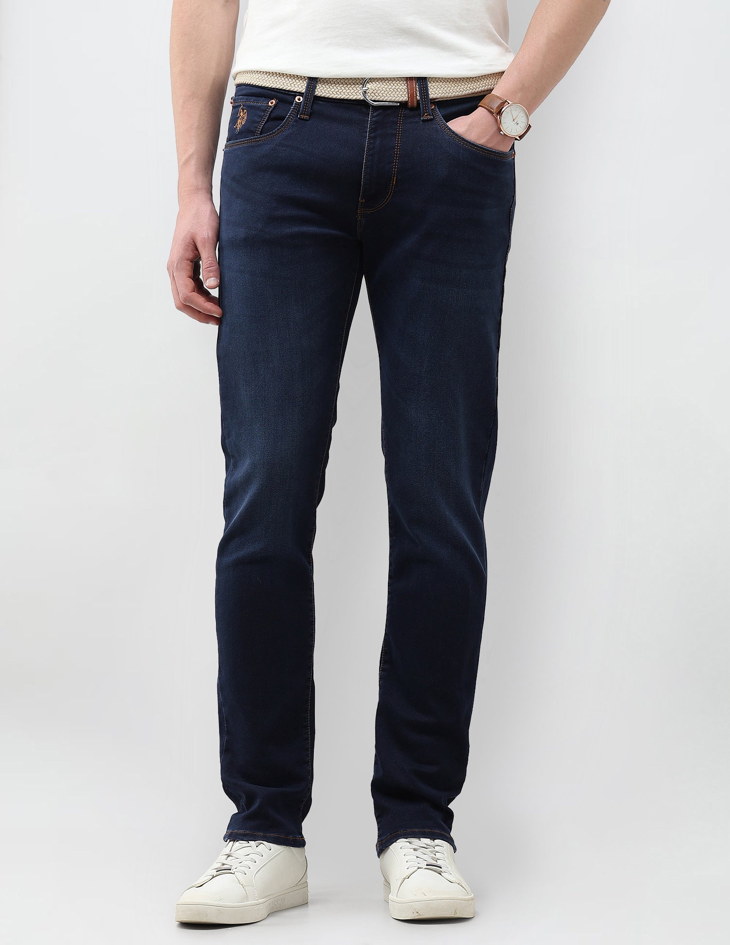 Brandon Slim Tapered Fit Blue Jeans Dark Blue - U.S. Polo Assn. India | Large