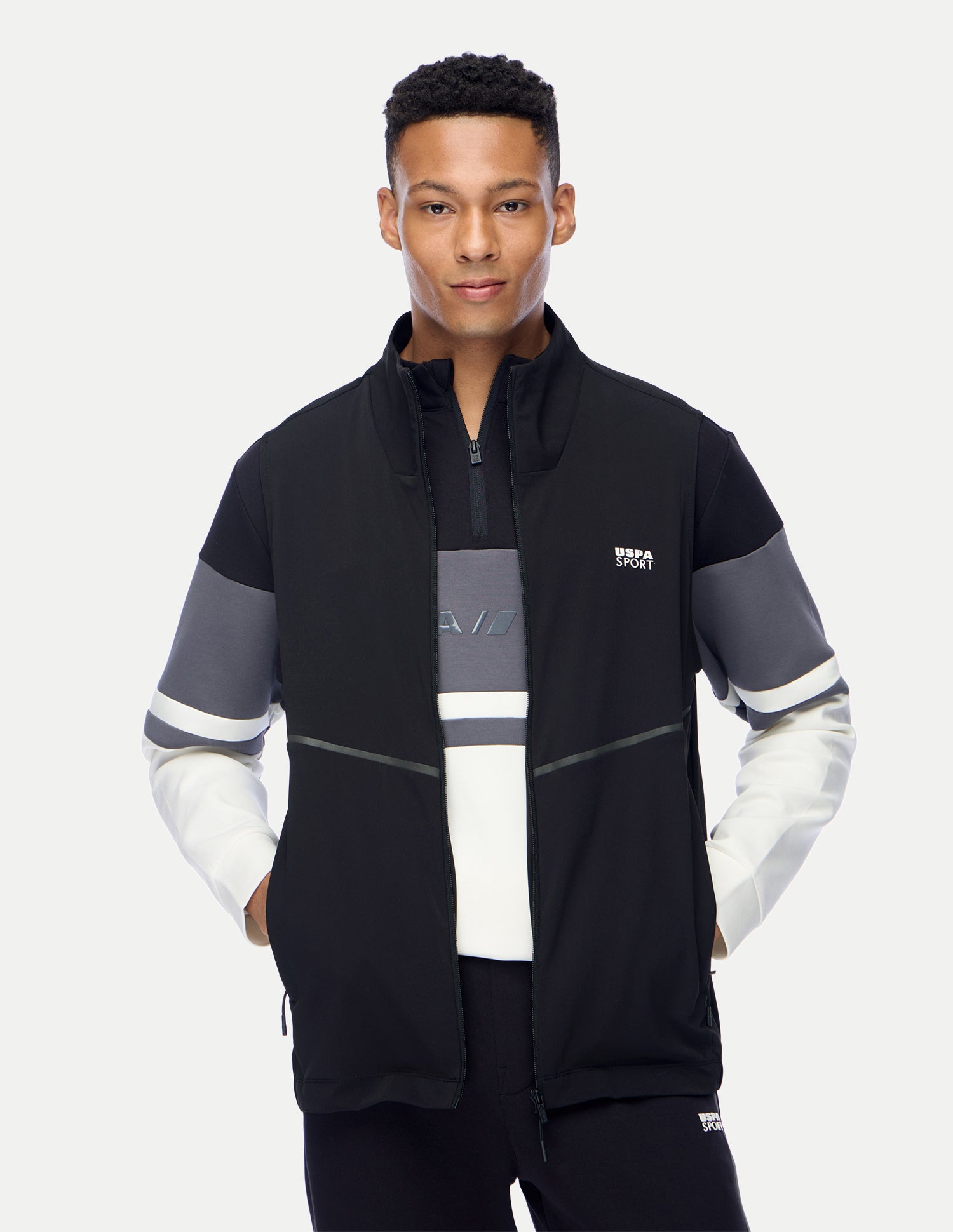 Solid Regular Fit Active Jacket Black - U.S. Polo Assn. India | Large