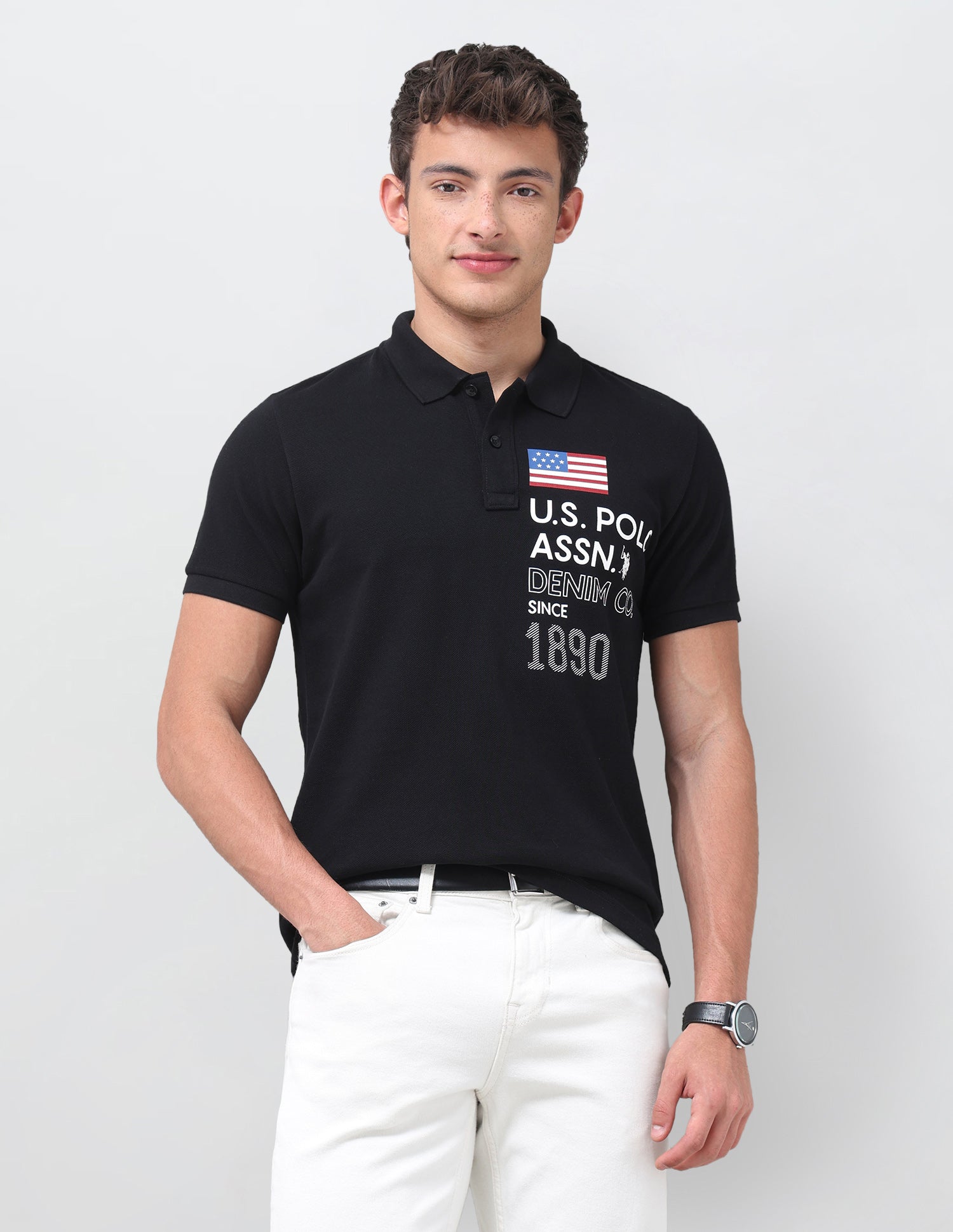 Typographic Brand Printed Slim Fit Polo Shirt