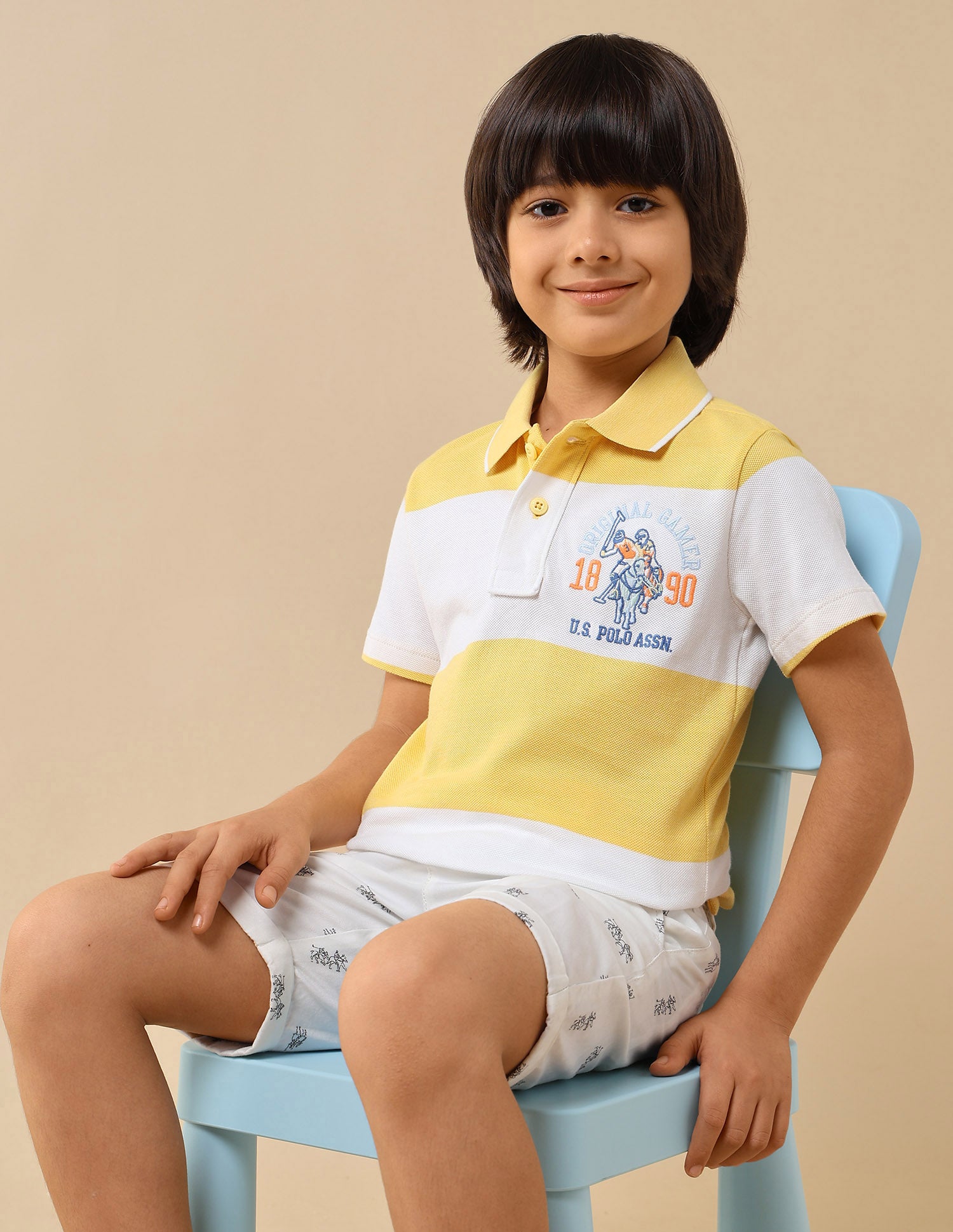 Boys Horizontal Striped Regular Fit Polo Shirt