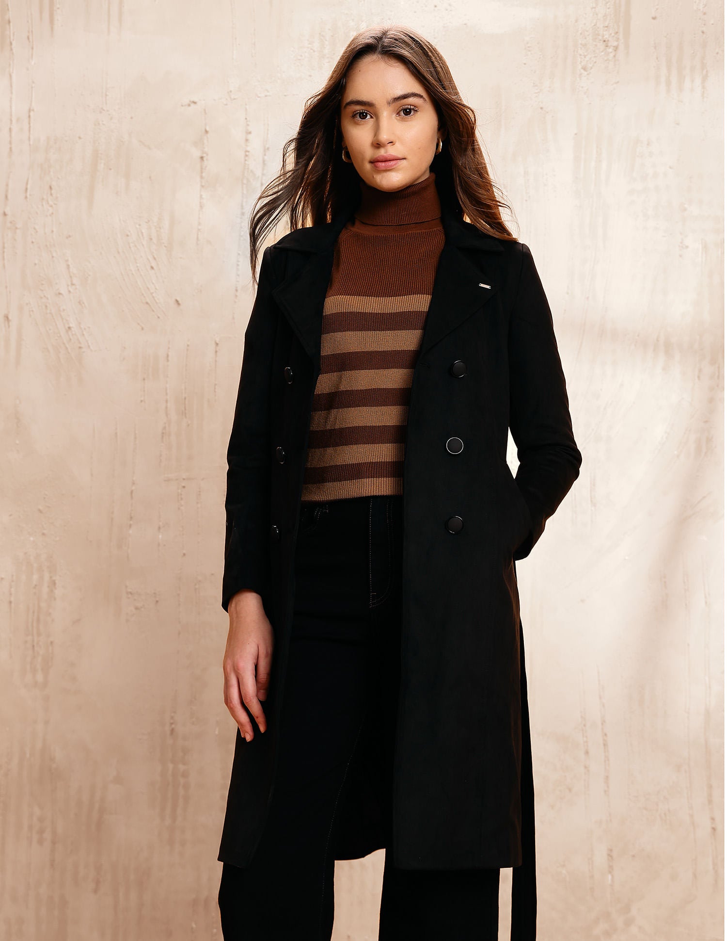 Double Breasted Notch Lapel Coat