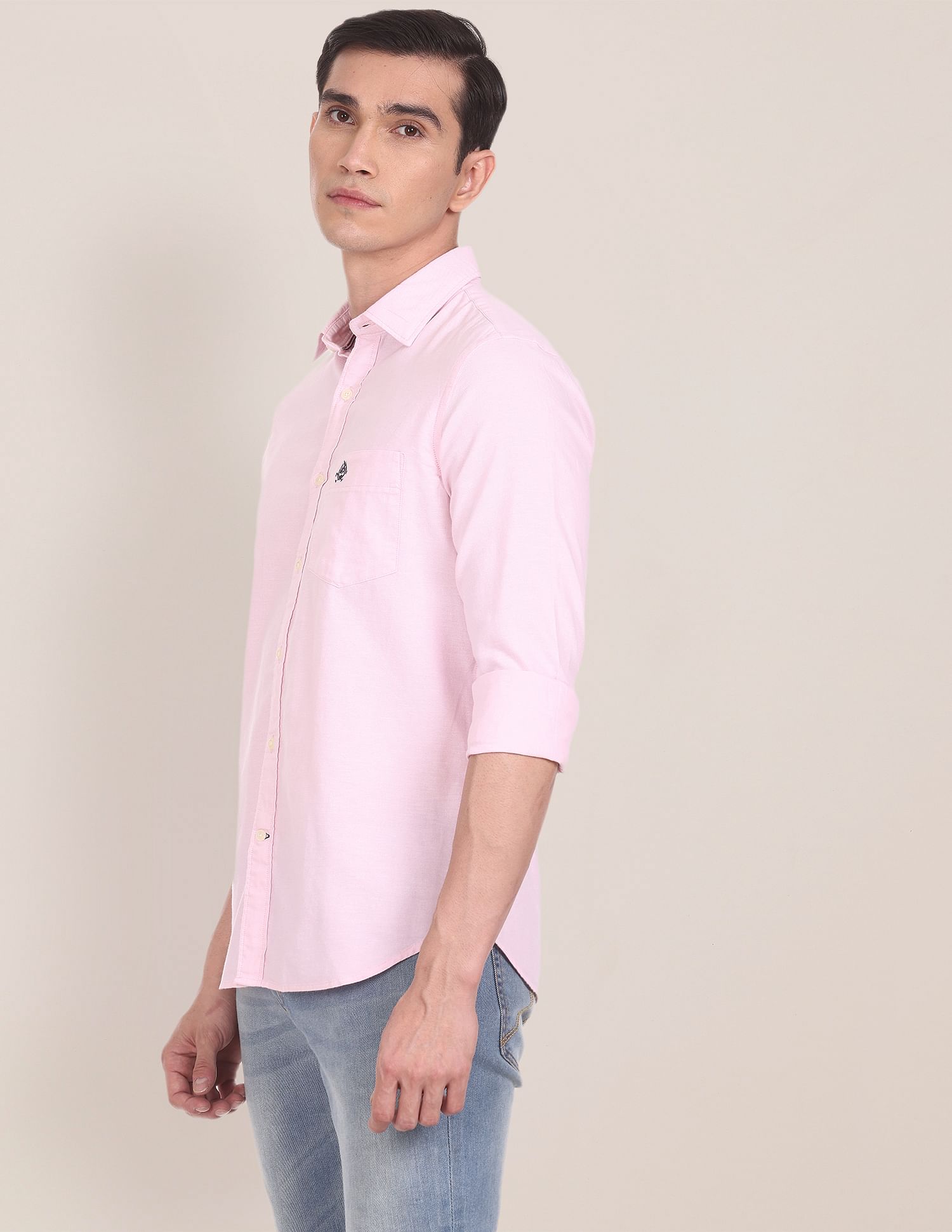Cotton Solid Casual Shirt Pink - U.S. Polo Assn. India | Large