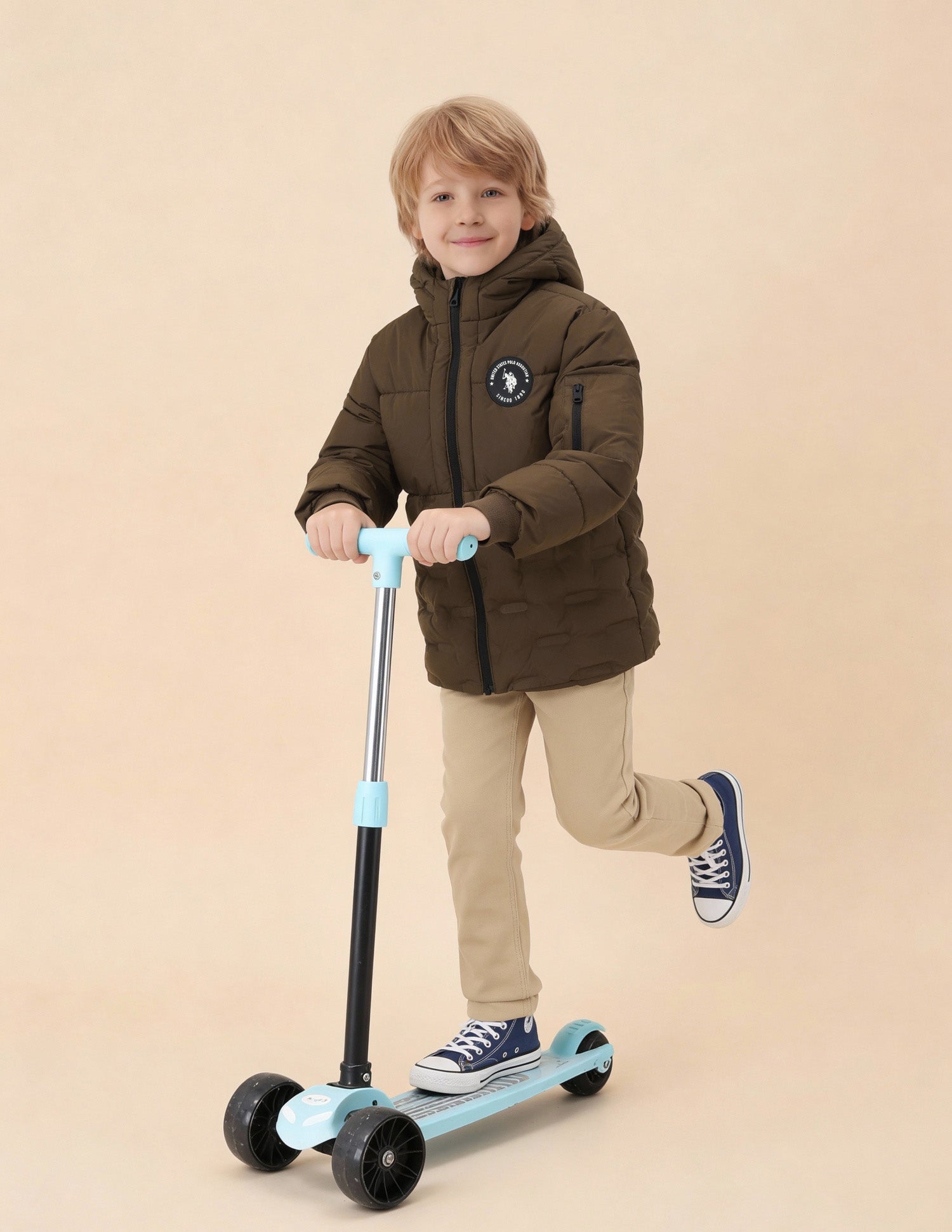 Boys Solid Puffer Jacket