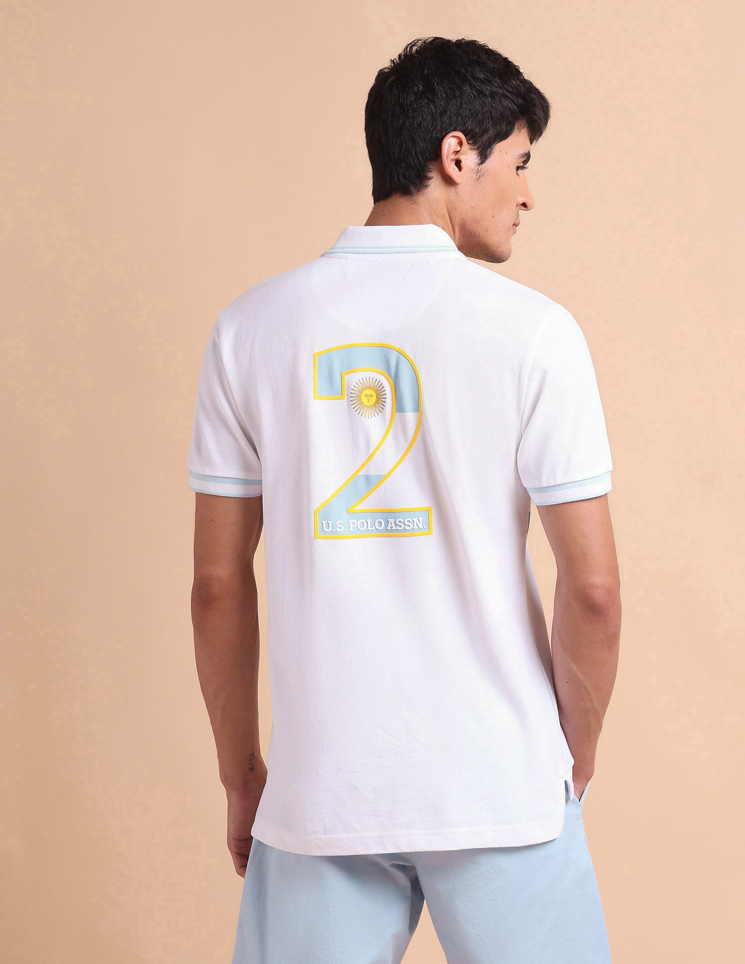 Slim Fit Iconic Number Polo Shirt White - U.S. POLO ASSN. | Large