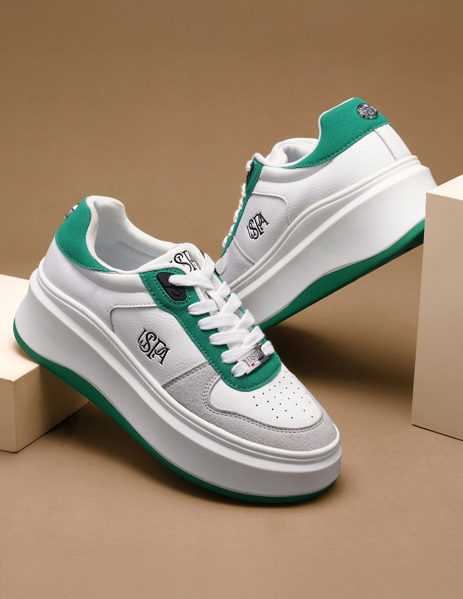 Women Ariella Low Top Sneakers Green - U.S. Polo Assn. India | Large
