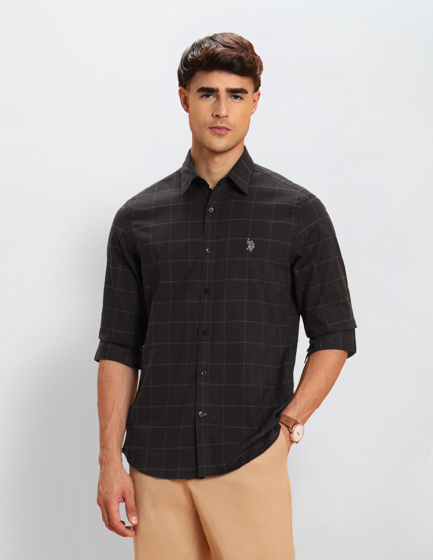 Tailored Fit Windowpane Checked Shirt