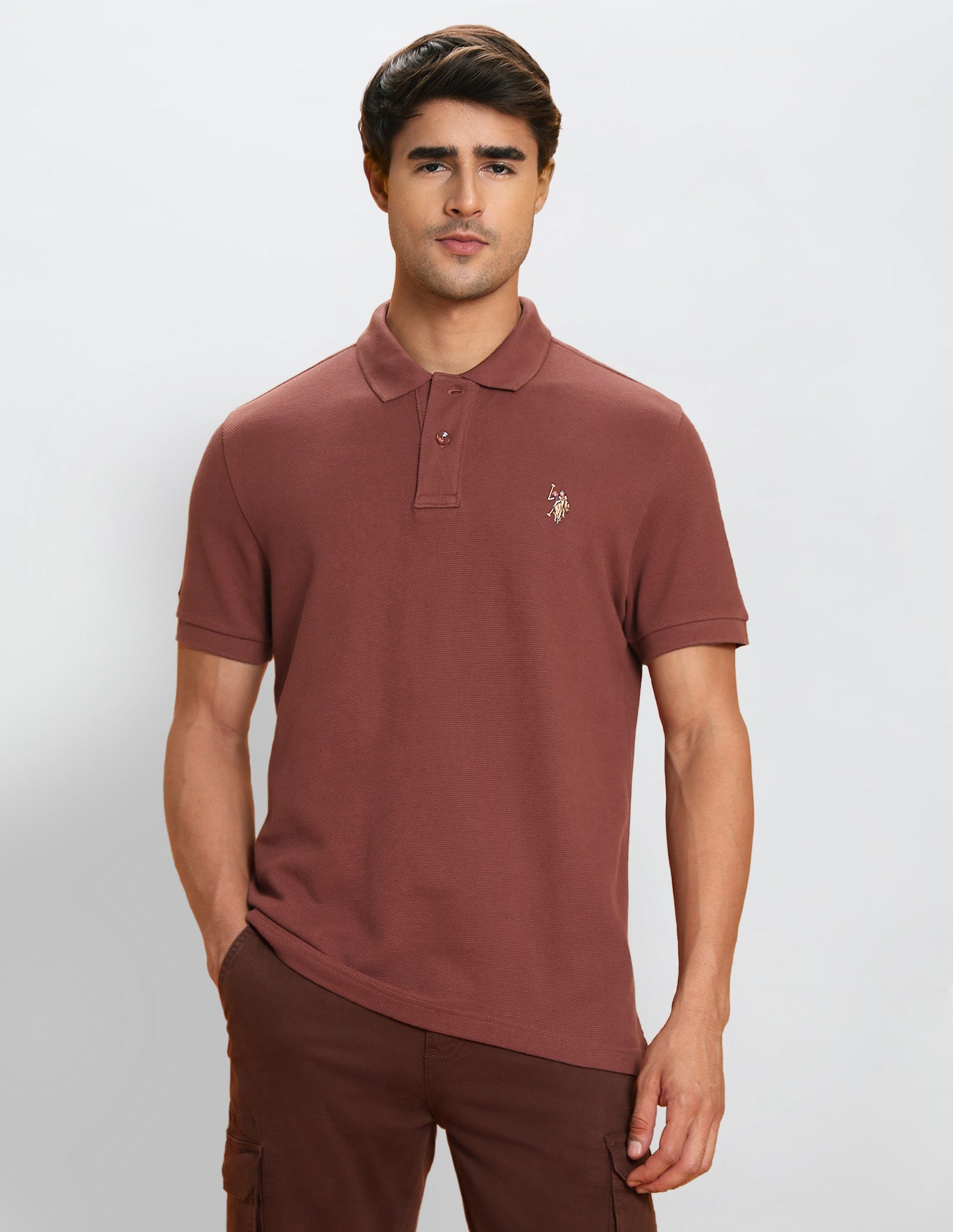 Pure Cotton Textured Polo Shirt