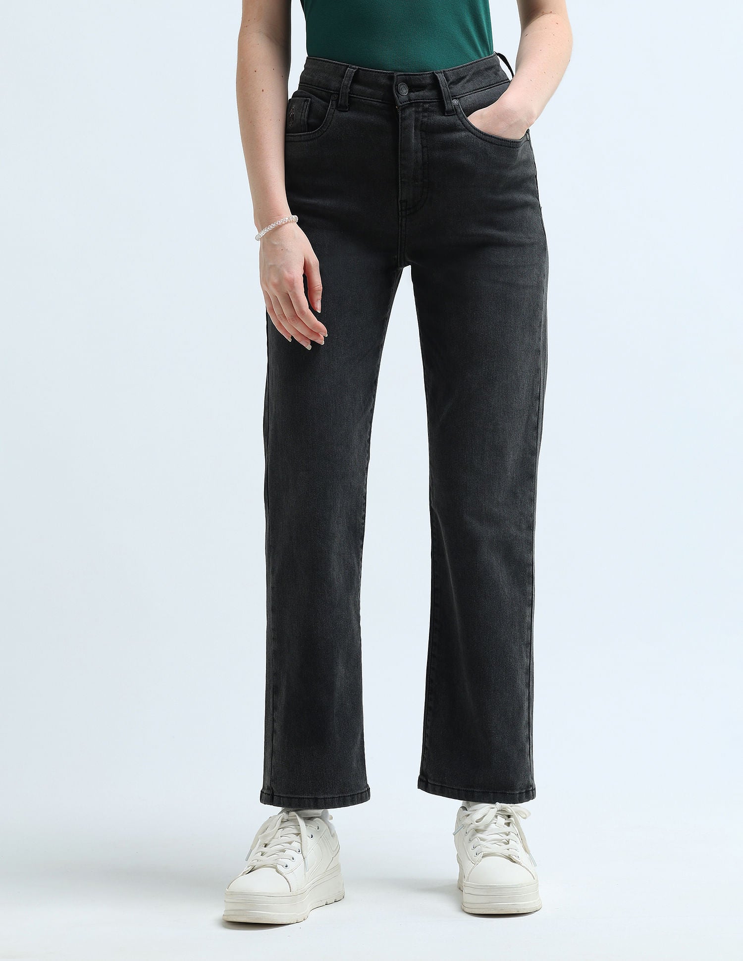 High Rise Straight Fit Jeans Dark Grey - U.S. Polo Assn. India | Large