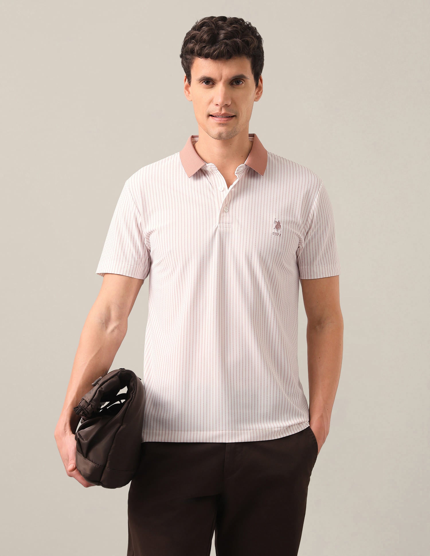 Vertical Striped Slim Fit Polo Shirt Orange - U.S. Polo Assn. India | Large