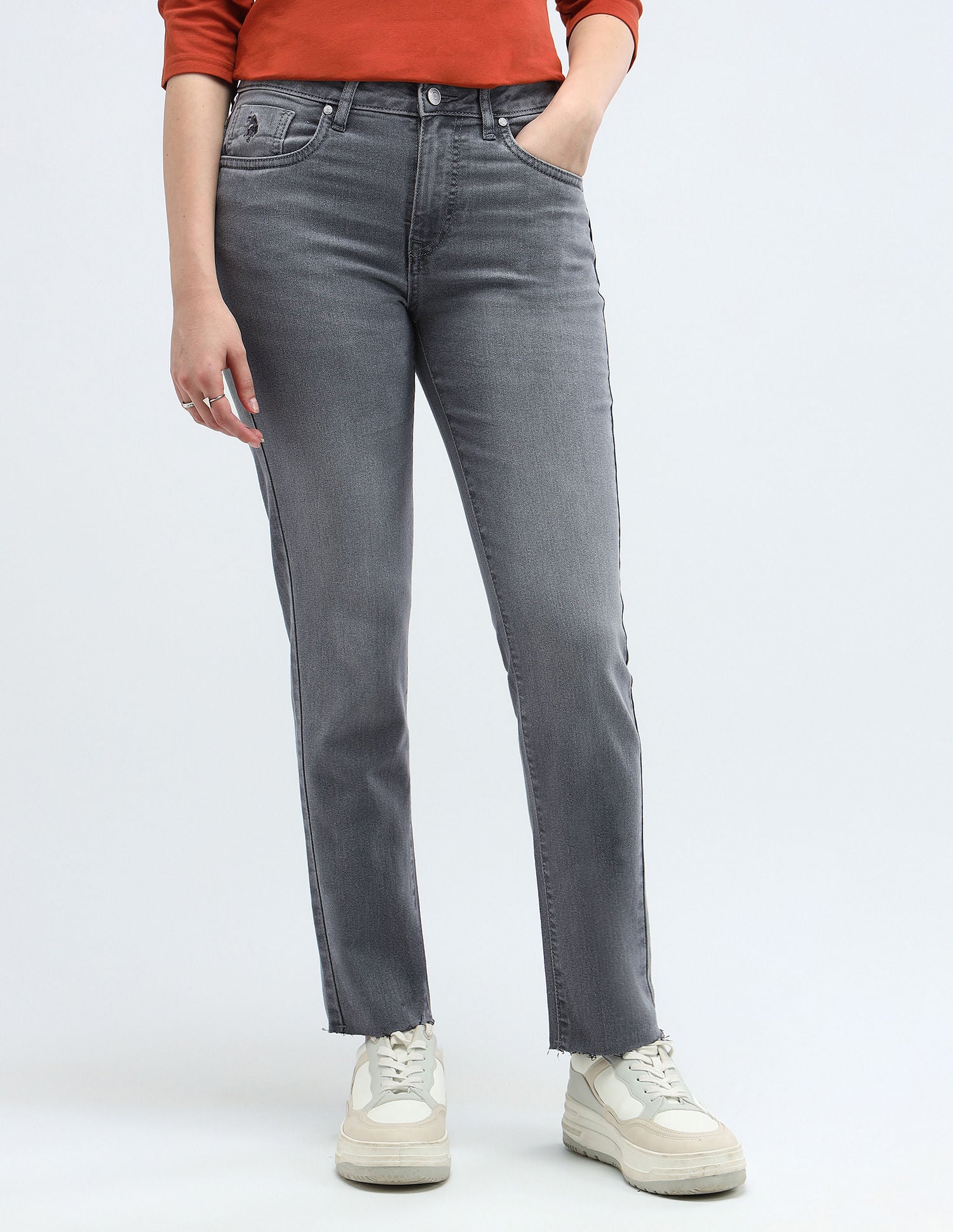 Slim Fit Mid Rise Jeans Grey - U.S. Polo Assn. India | Large