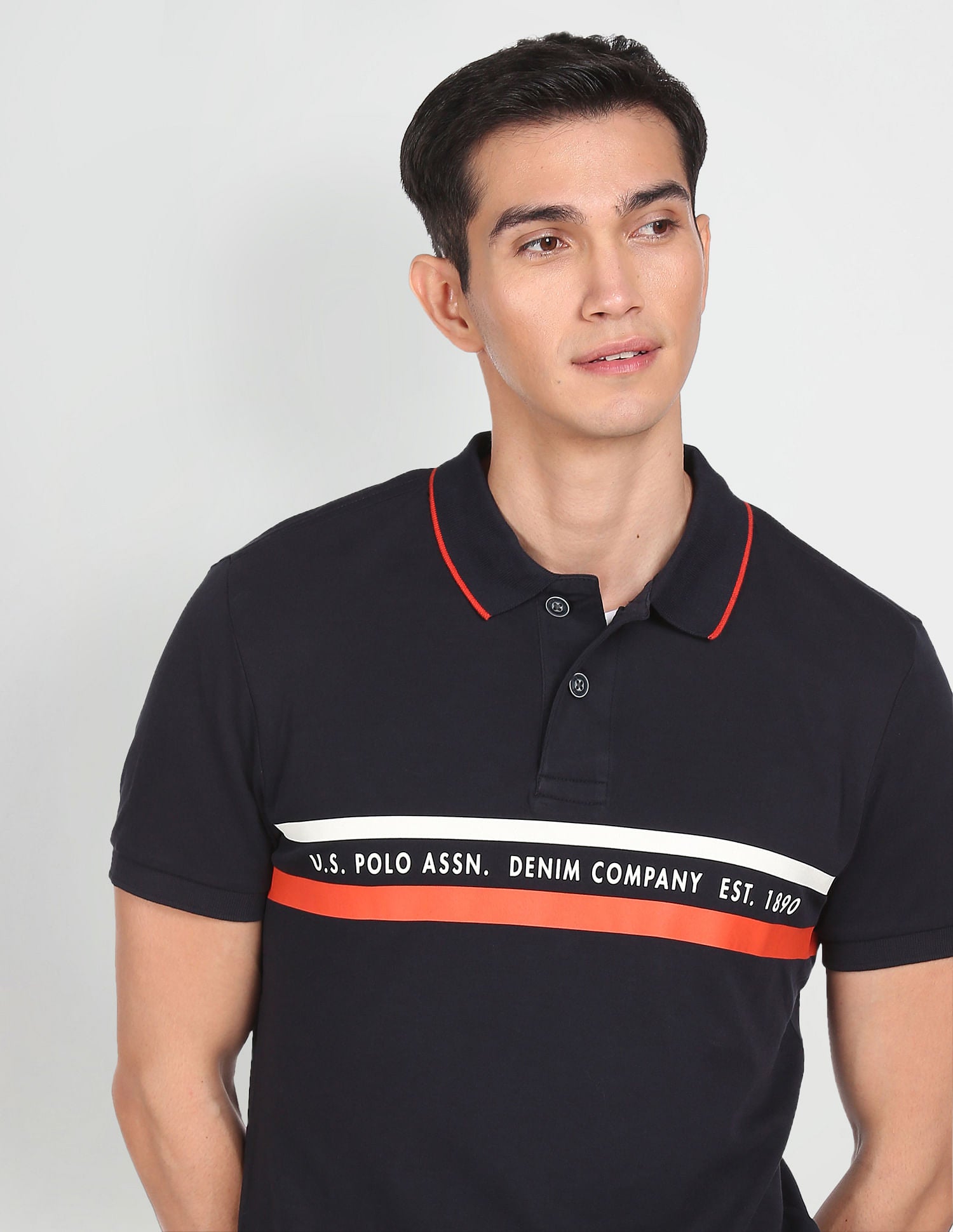 Pure Cotton Striped Polo Shirt Navy - U.S. Polo Assn. India | Large