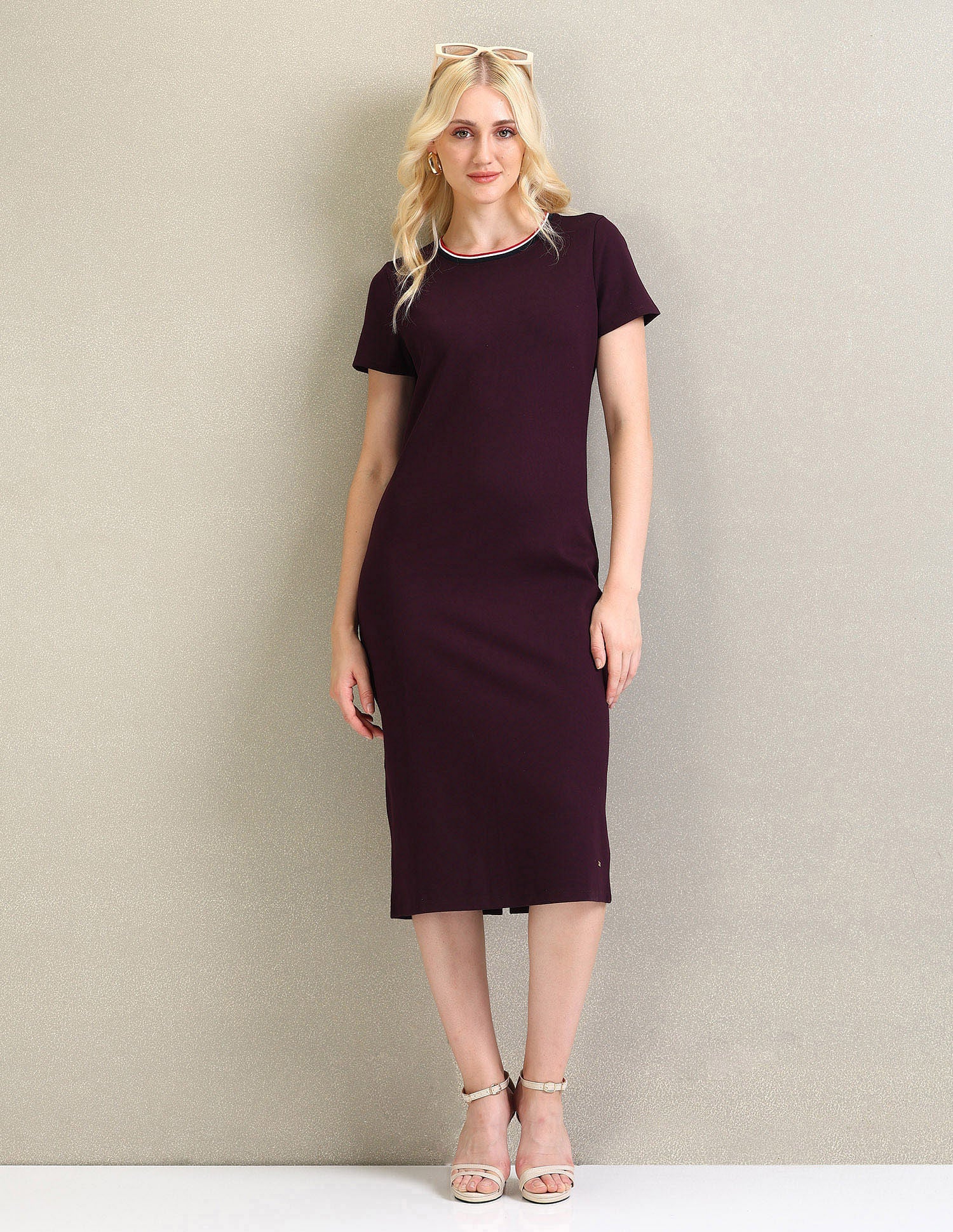 Ponte Roma Knit Sheath Dress Wine - U.S. POLO ASSN. | Large
