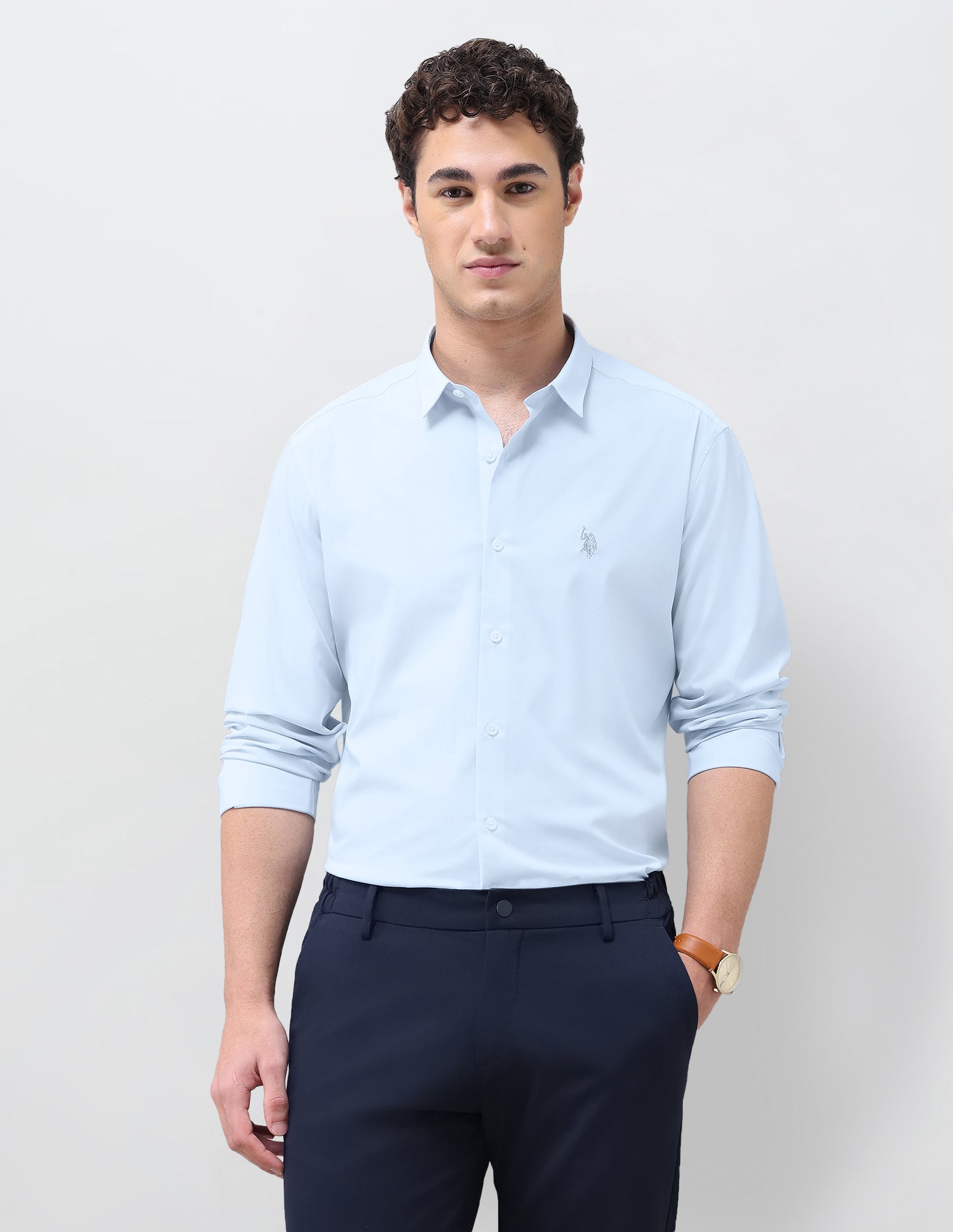 Solid Regular Fit Shirt Blue - U.S. Polo Assn. India | Large