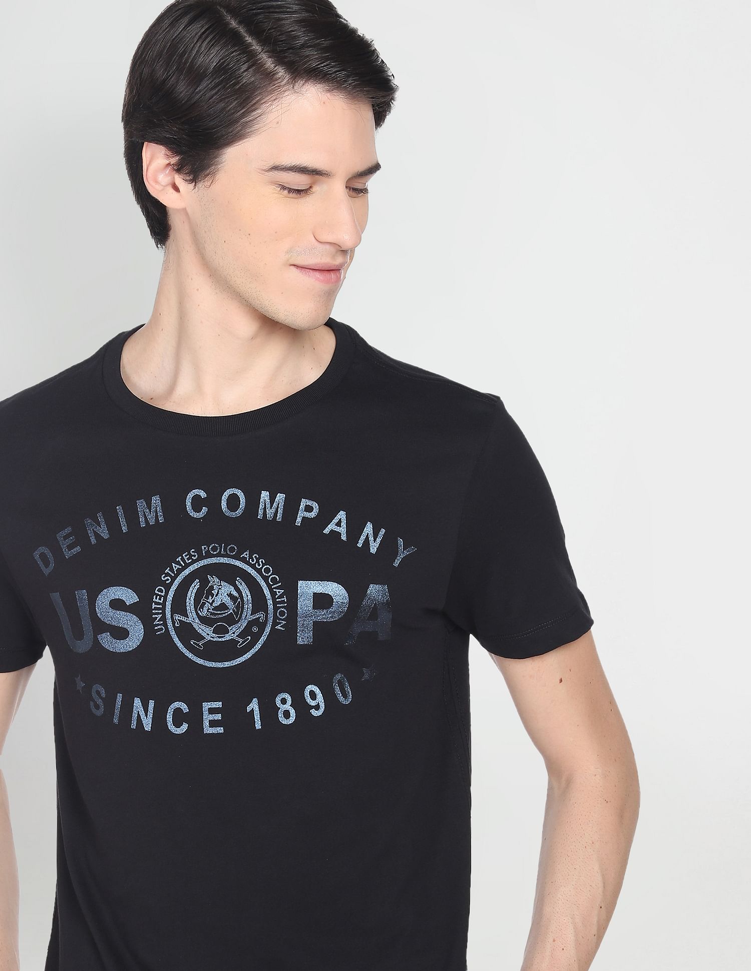 Iconic Brand Print T-Shirt Black - U.S. Polo Assn. India | Large