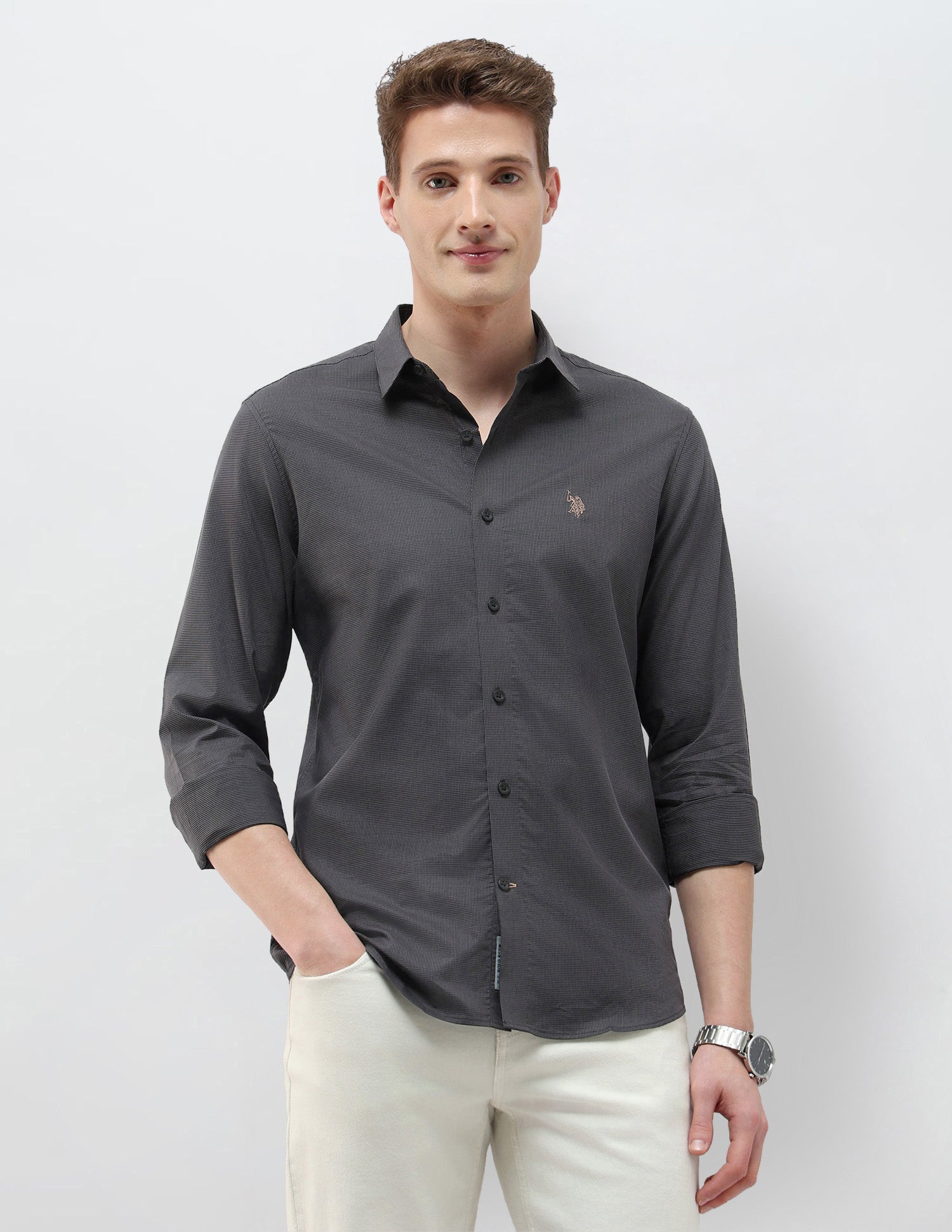 Micro Checked Black & Gold Shirt