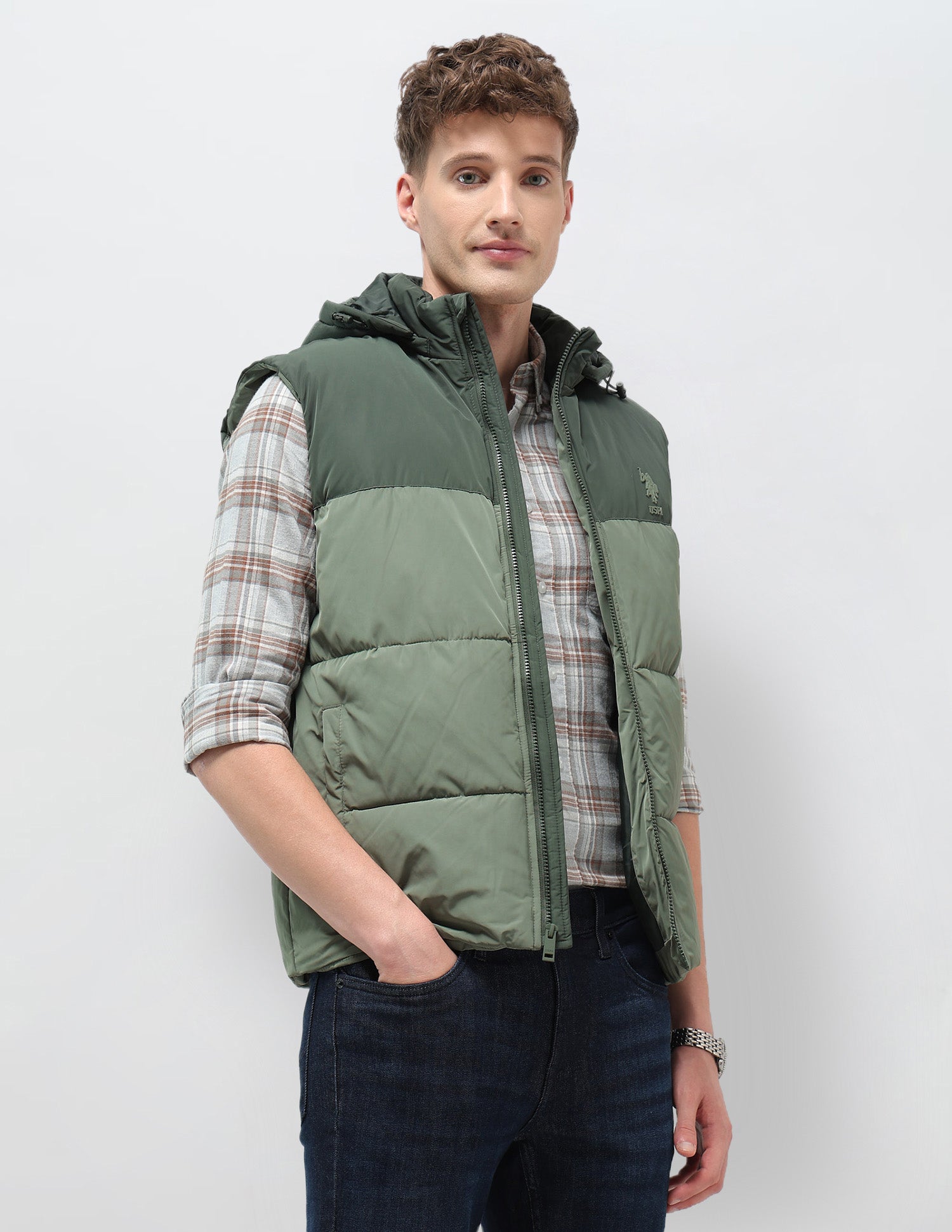 Detachable Hood Solid Jacket Olive - U.S. POLO ASSN. | Large