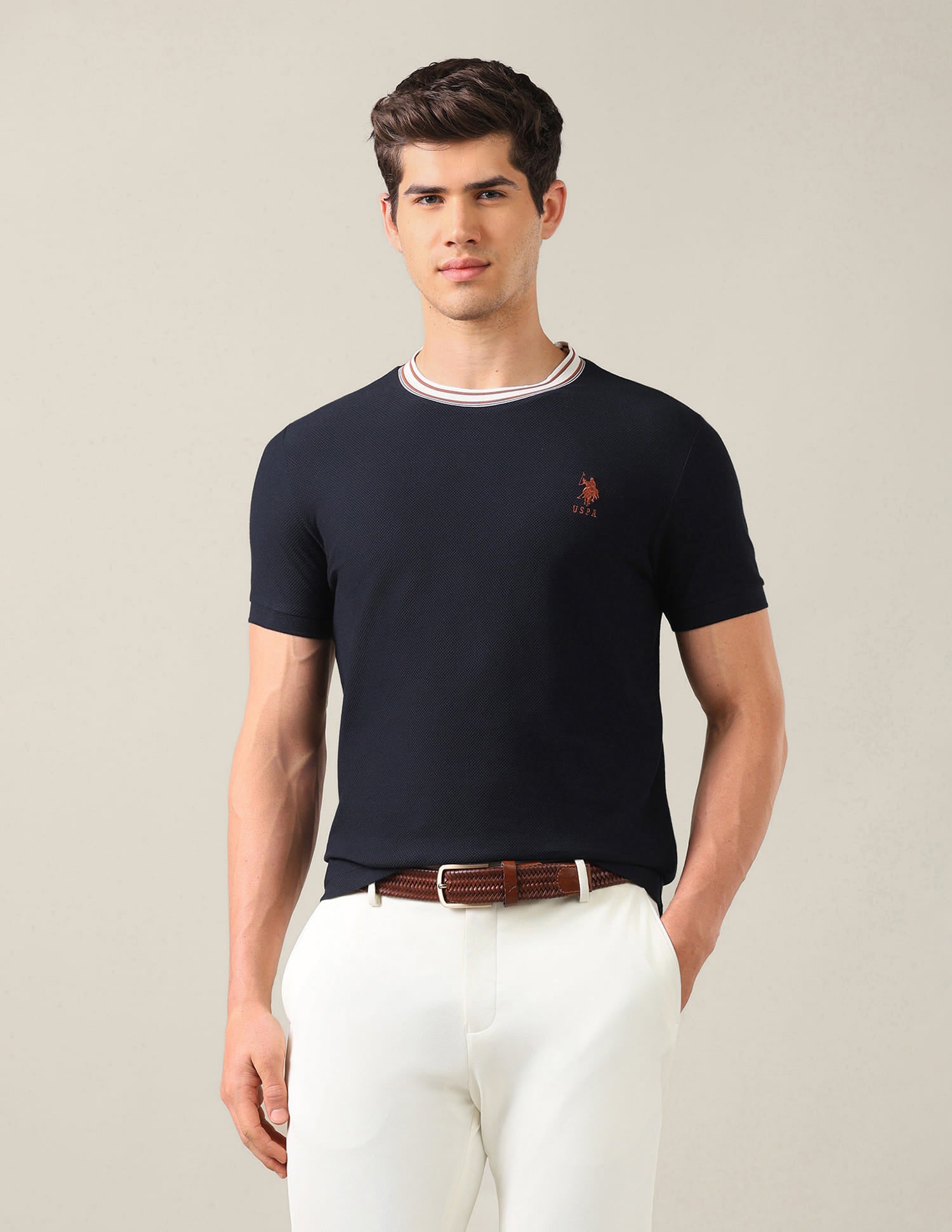Solid Slim Fit T-Shirt Blue - U.S. Polo Assn. India | Large