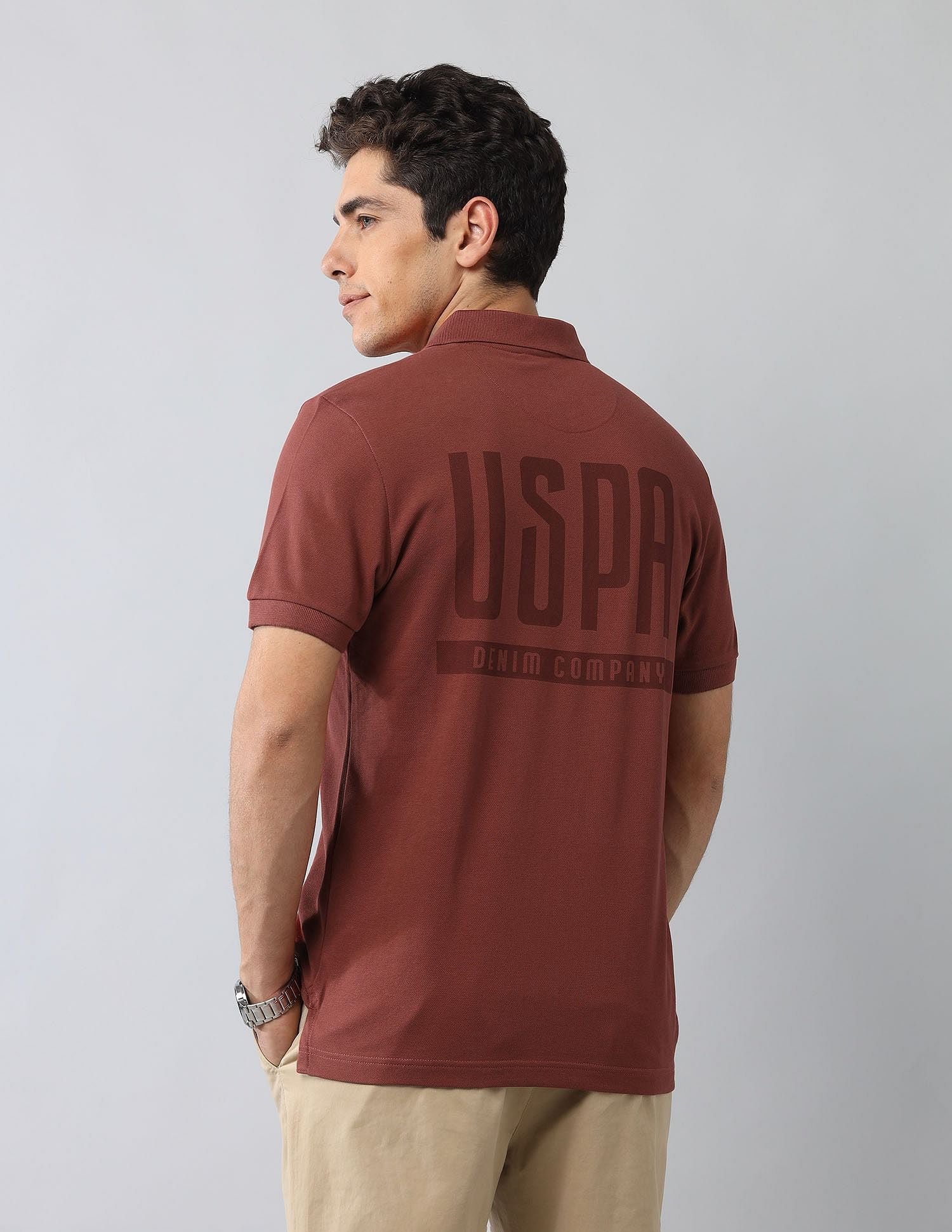 Muscle Fit Brand Printed Polo Shirt Rust - U.S. Polo Assn. India | Large