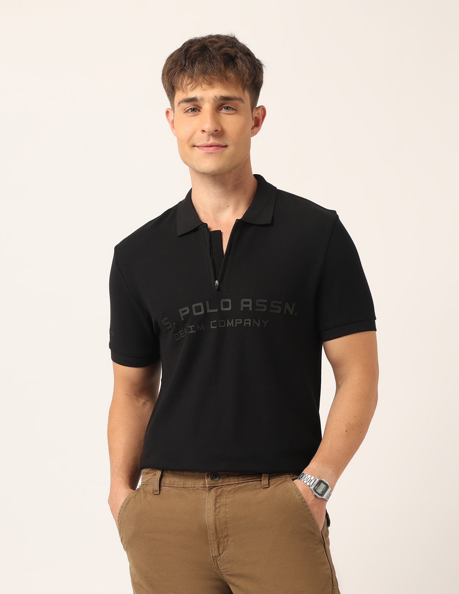 Brand Printed Muscle Fit Polo Shirt