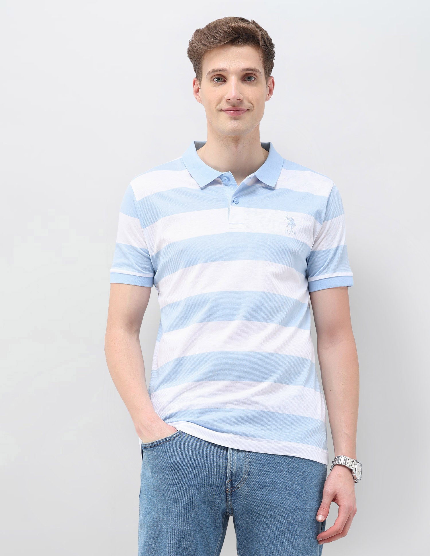 Horizontal Striped Slim Fit Polo Shirt
