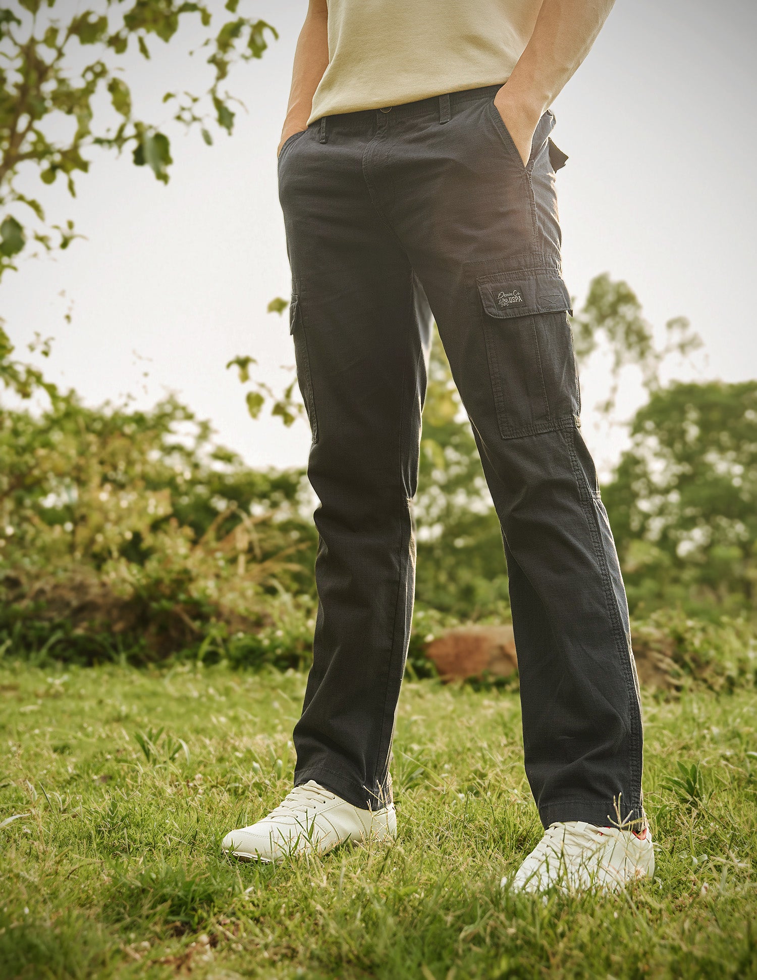 Straight Fit Cargo Trousers Polo Grey - U.S. Polo Assn. India | Large
