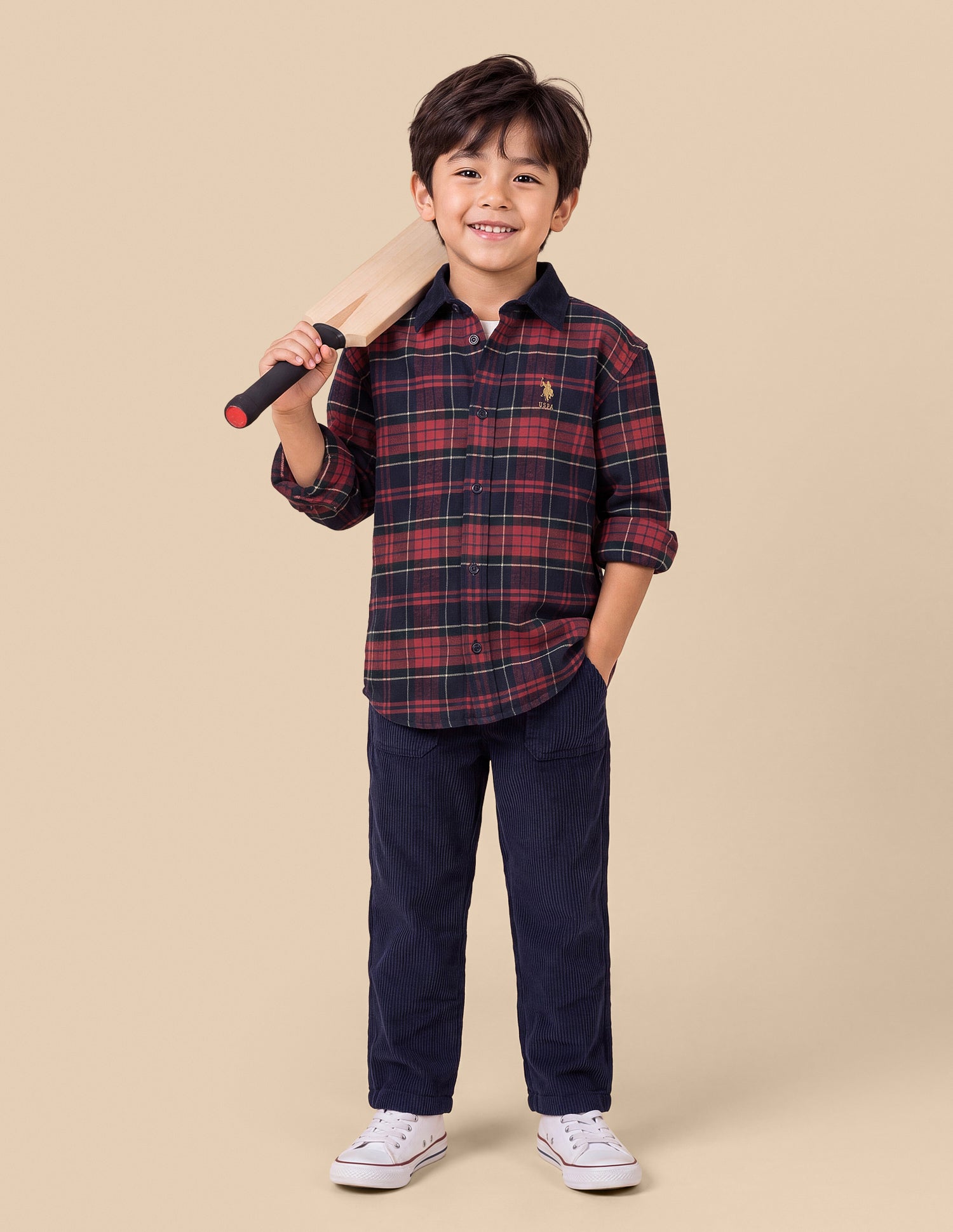 Plaid Checked Twill Shirt Red - U.S. Polo Assn. India | Large