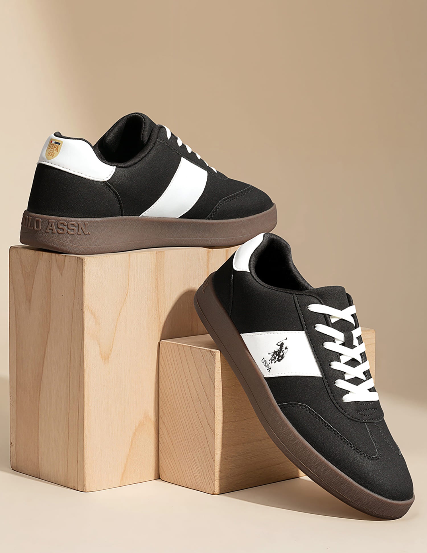 Men Colour Blocked Suede Skylar 2.0 Sneakers Black - U.S. Polo Assn. India | Large