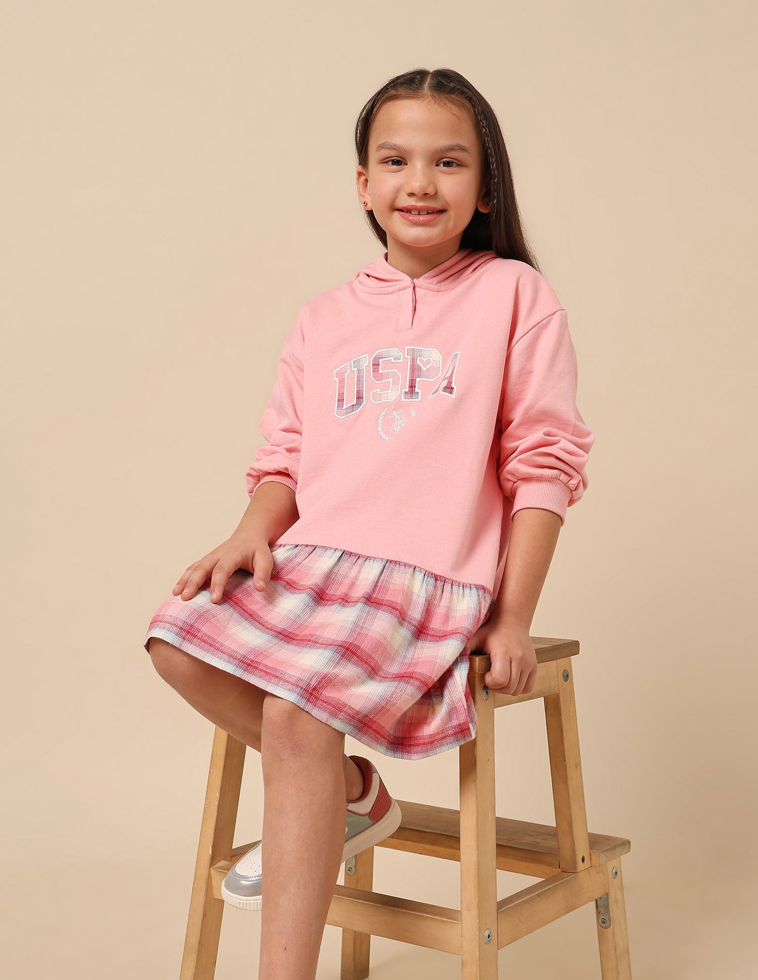 Girls Checked Sweat Dress