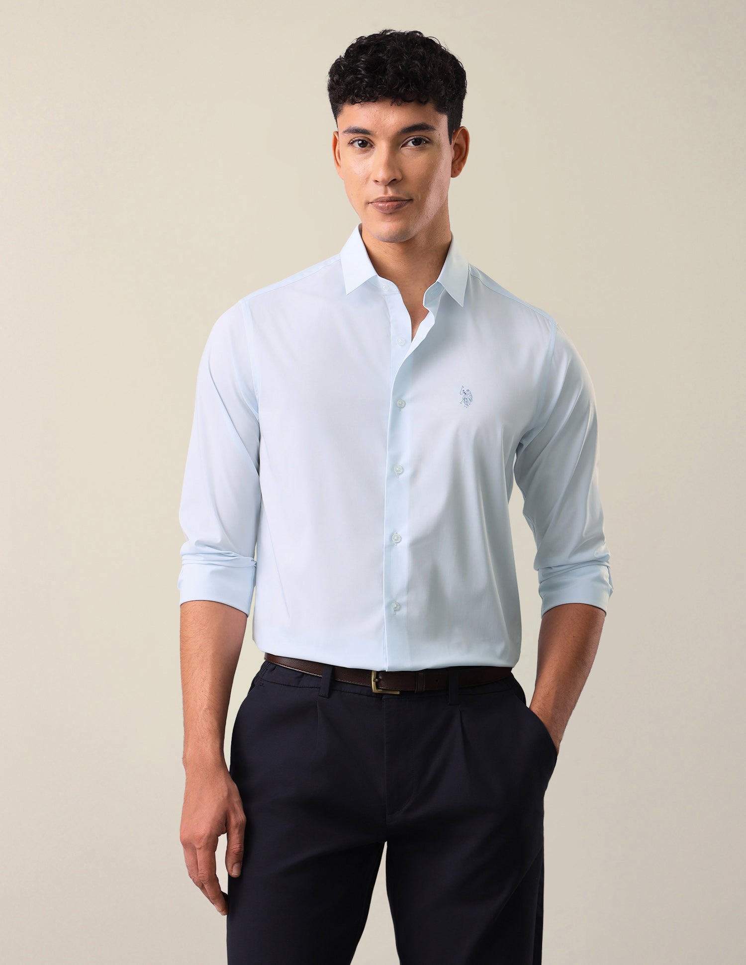 Solid Tailored Fit Shirt Light Blue - U.S. Polo Assn. India | Large