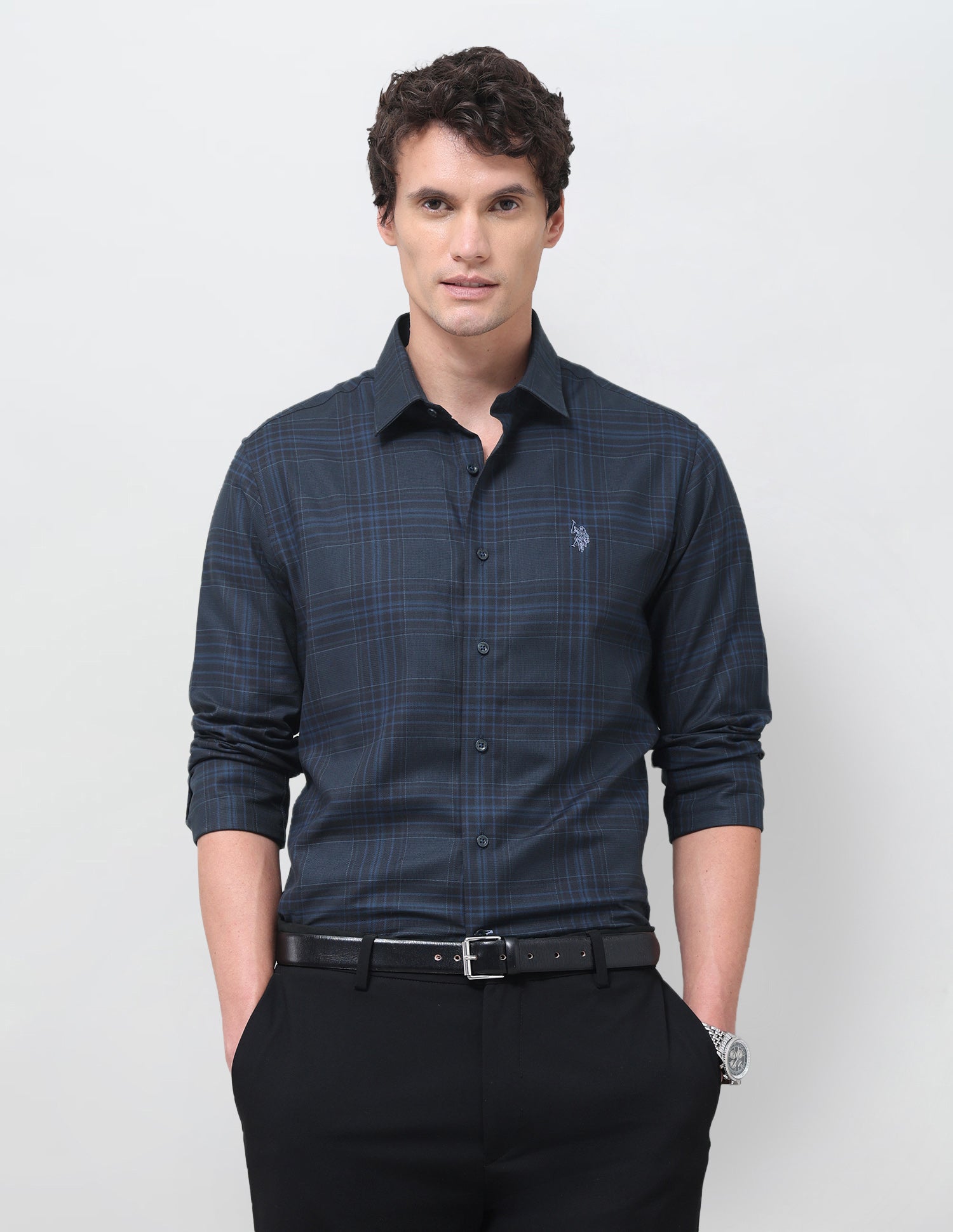 Tartan Checked Twill Shirt Navy - U.S. Polo Assn. India | Large