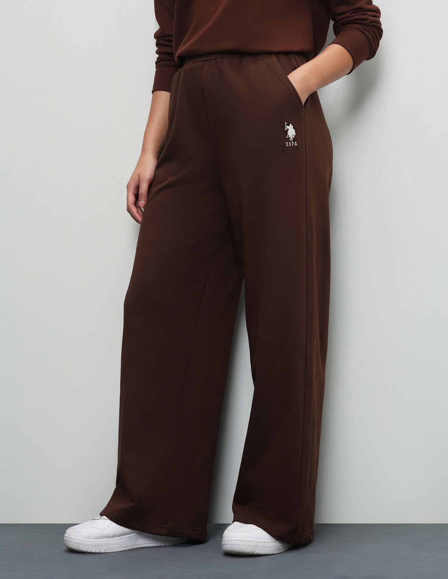 Wide Leg Fit High Rise Sweatpants Dark Brown - U.S. Polo Assn. India | Large