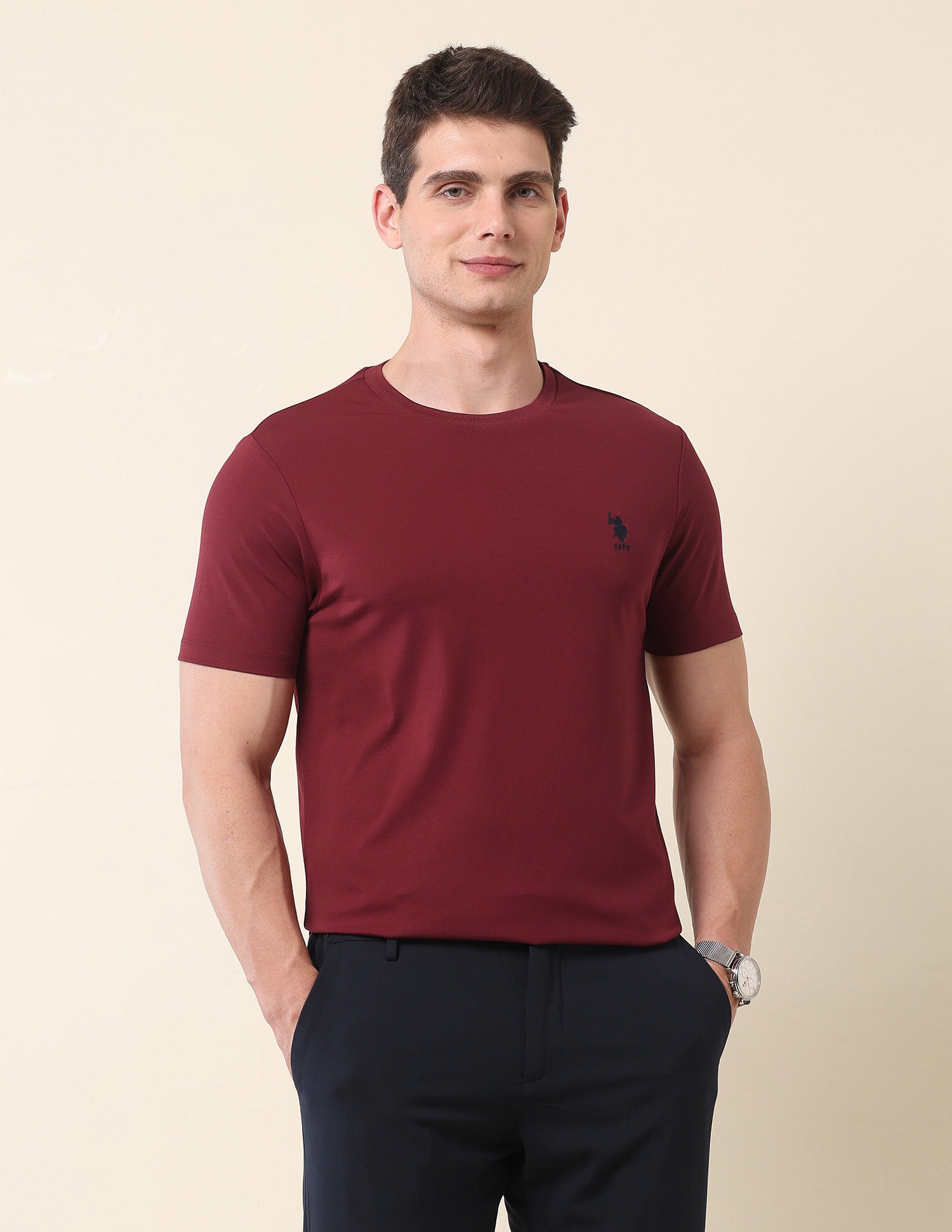 Slim Fit Classic T-Shirt Maroon - U.S. Polo Assn. India | Large