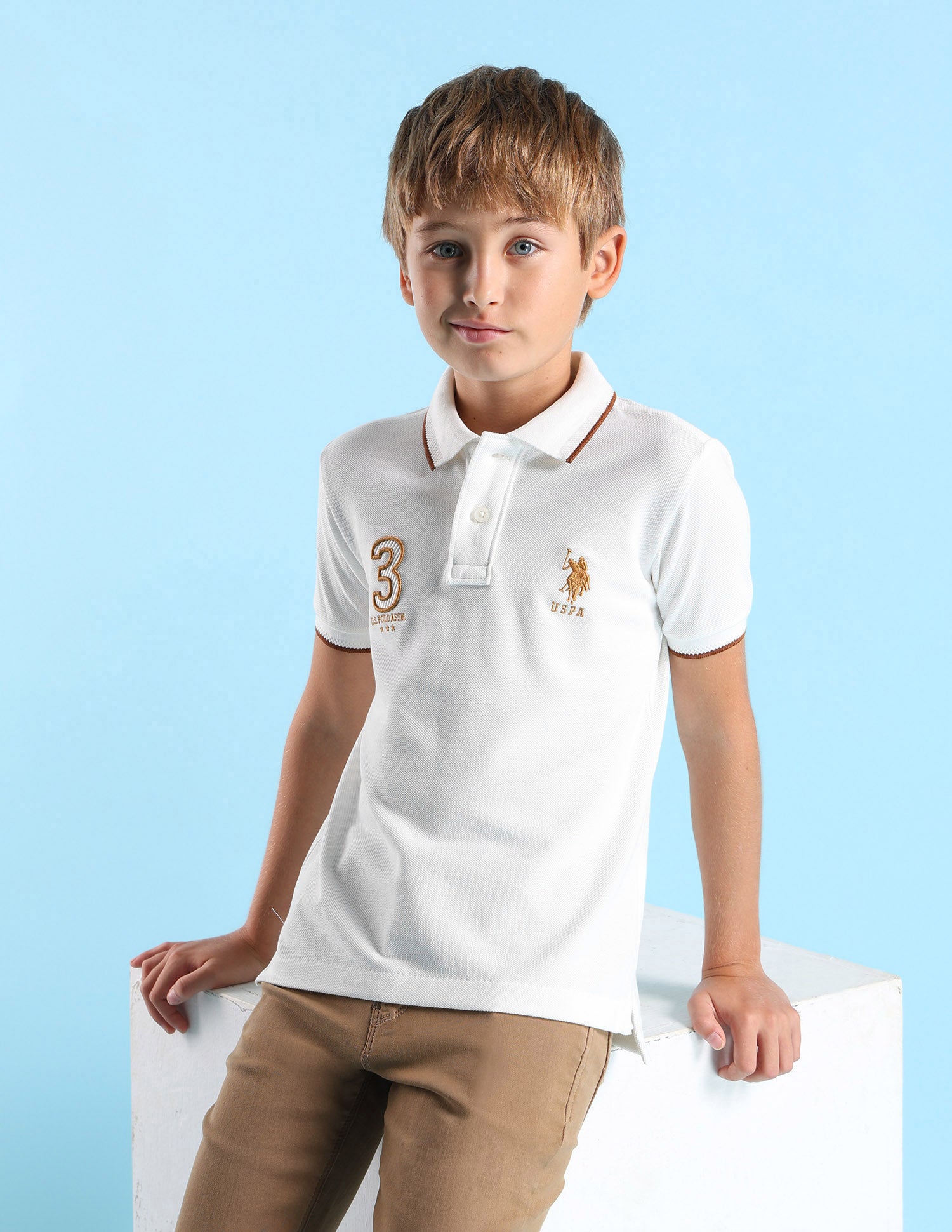 Boys Embroidered Regular Fit Polo Shirt