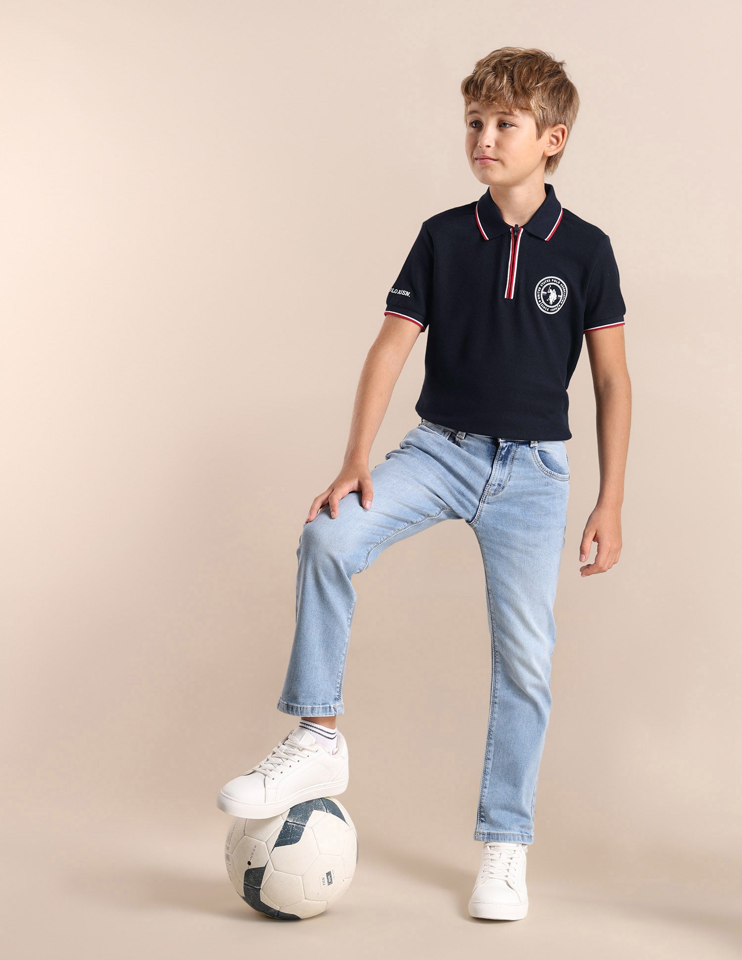 Boys Solid Regular Fit Polo Shirt